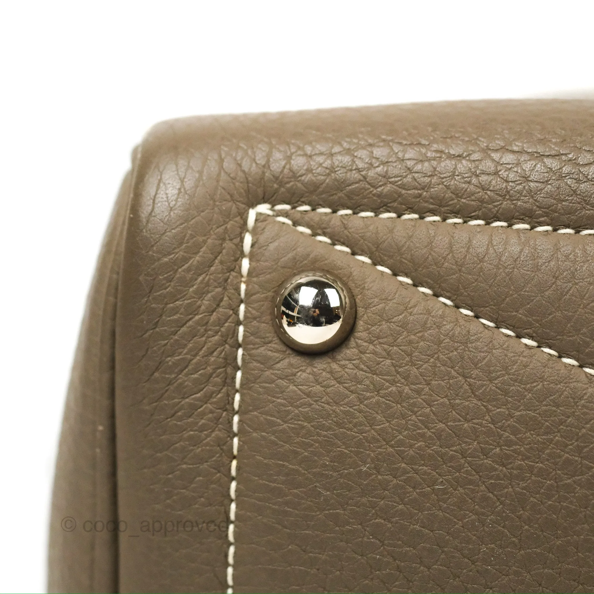 Hermes Victoria II 35 Bag Etoupe Clemence Palladium Hardware