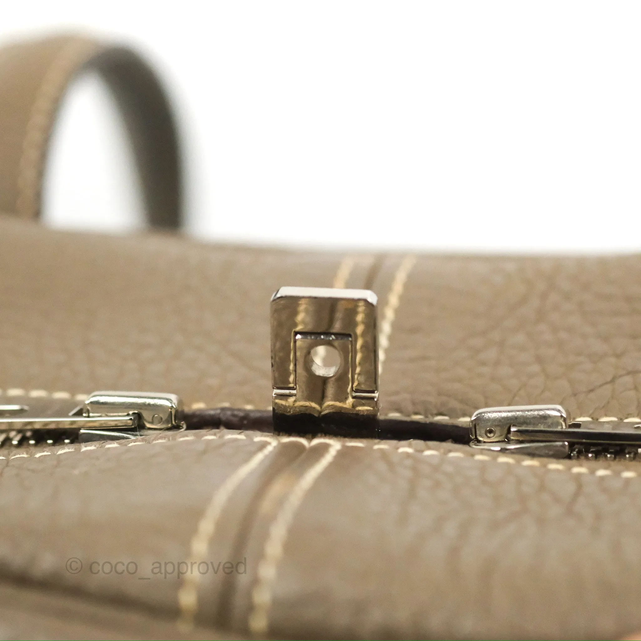 Hermes Victoria II 35 Bag Etoupe Clemence Palladium Hardware