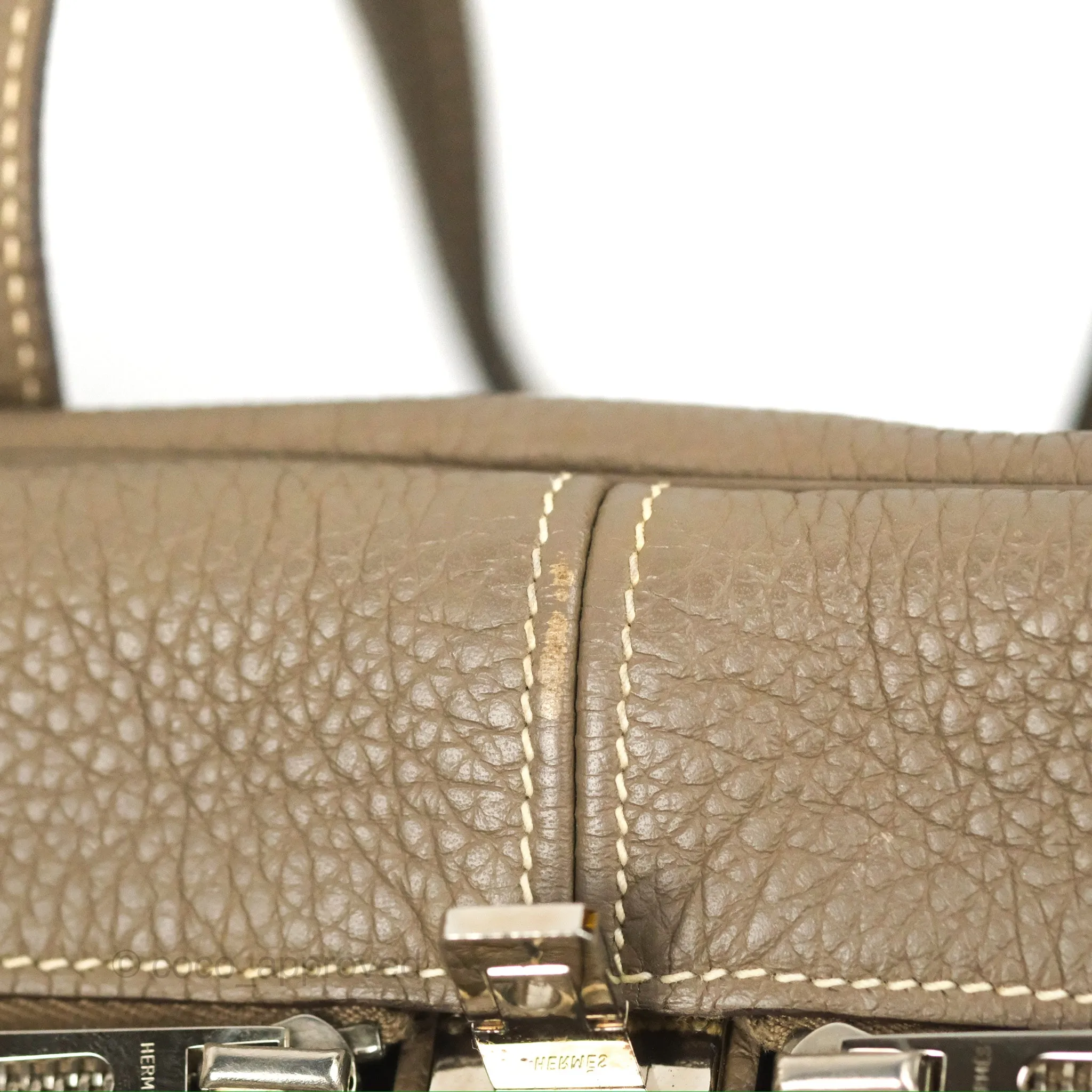Hermes Victoria II 35 Bag Etoupe Clemence Palladium Hardware