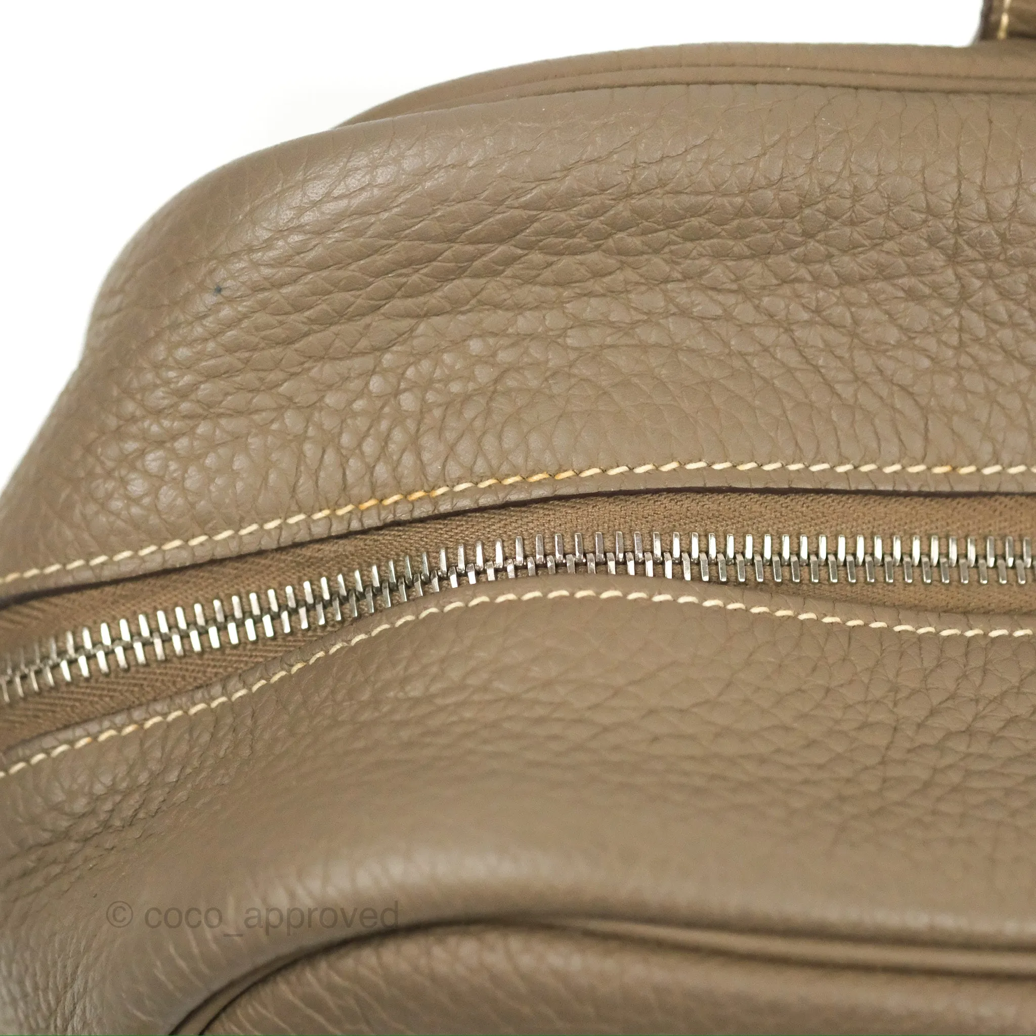 Hermes Victoria II 35 Bag Etoupe Clemence Palladium Hardware