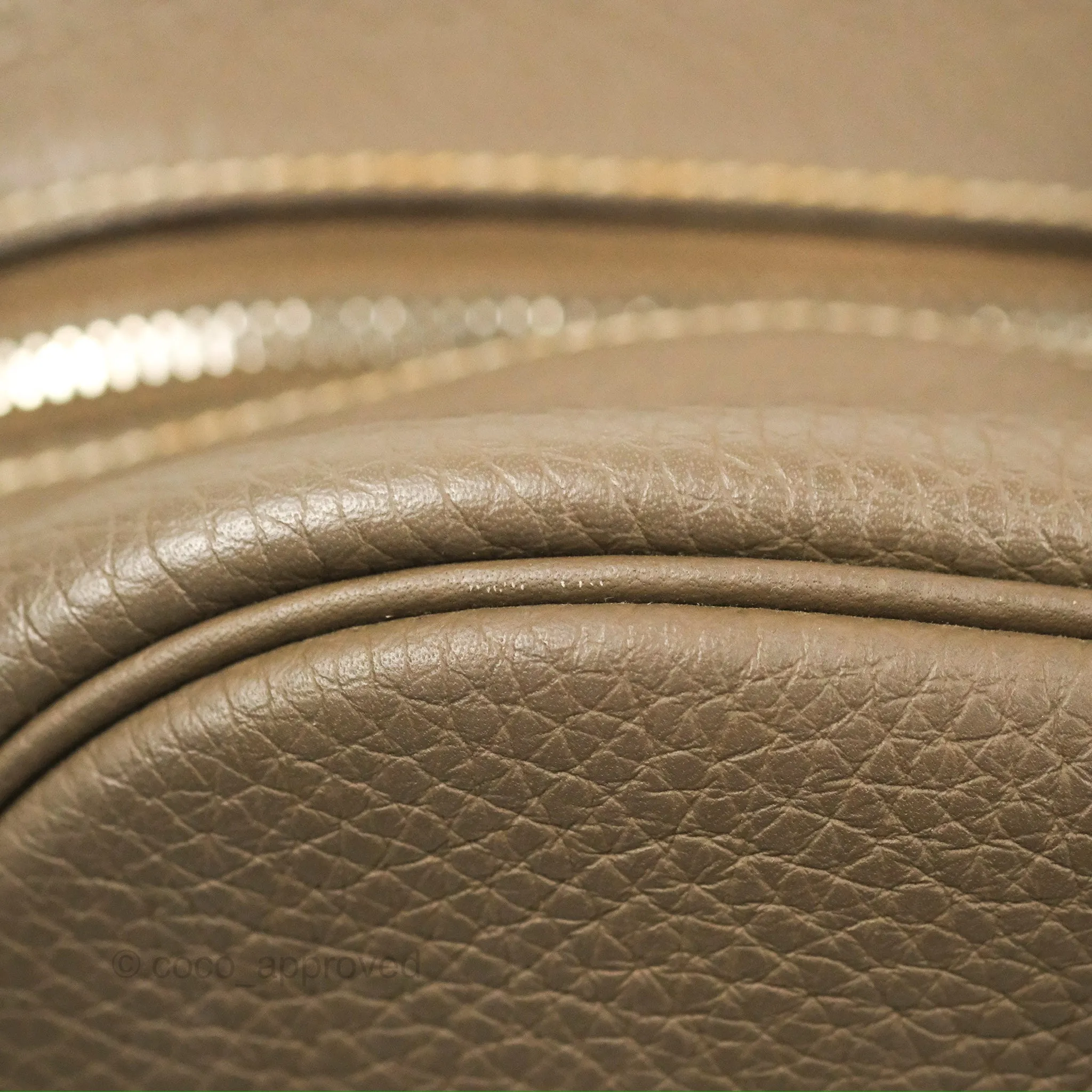 Hermes Victoria II 35 Bag Etoupe Clemence Palladium Hardware
