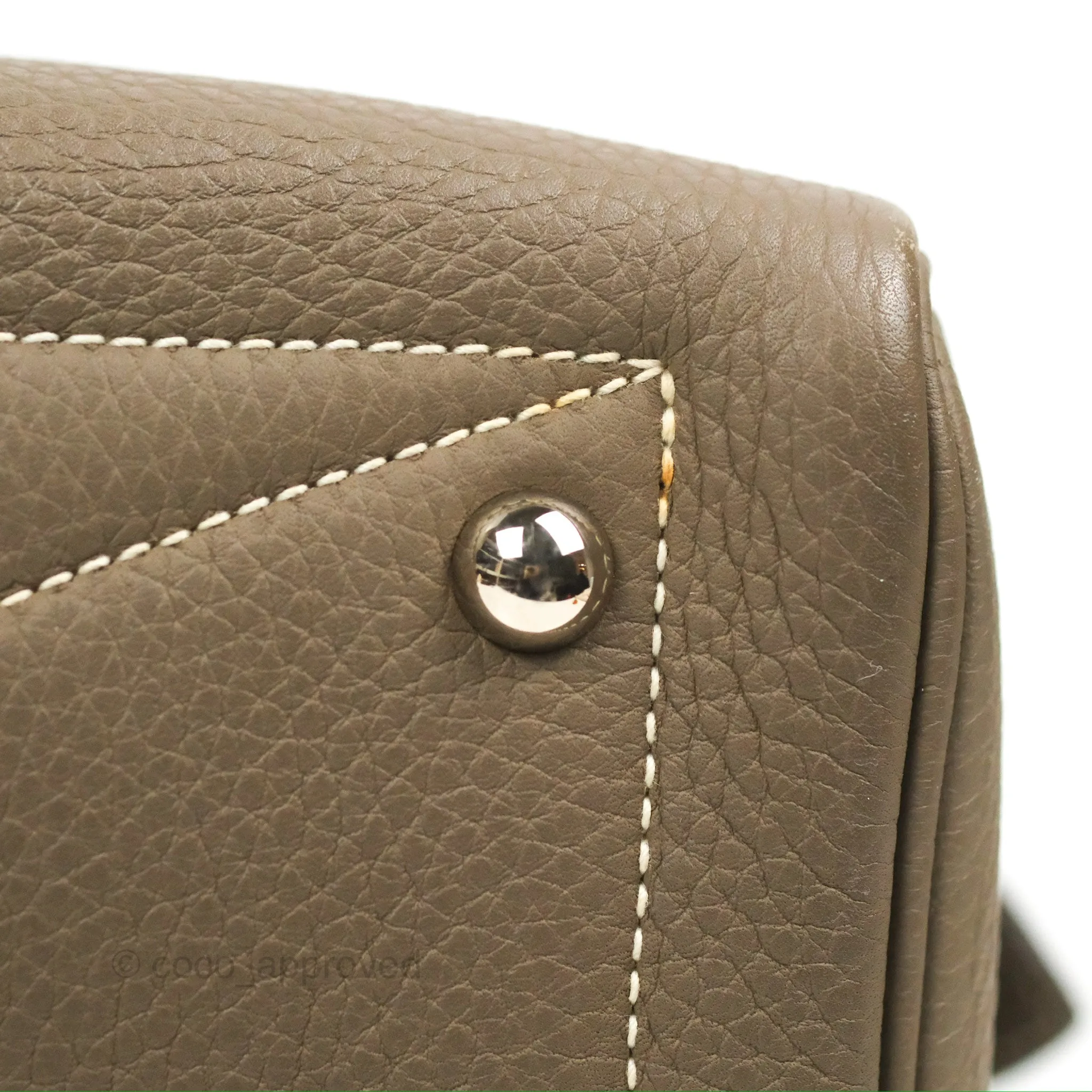Hermes Victoria II 35 Bag Etoupe Clemence Palladium Hardware