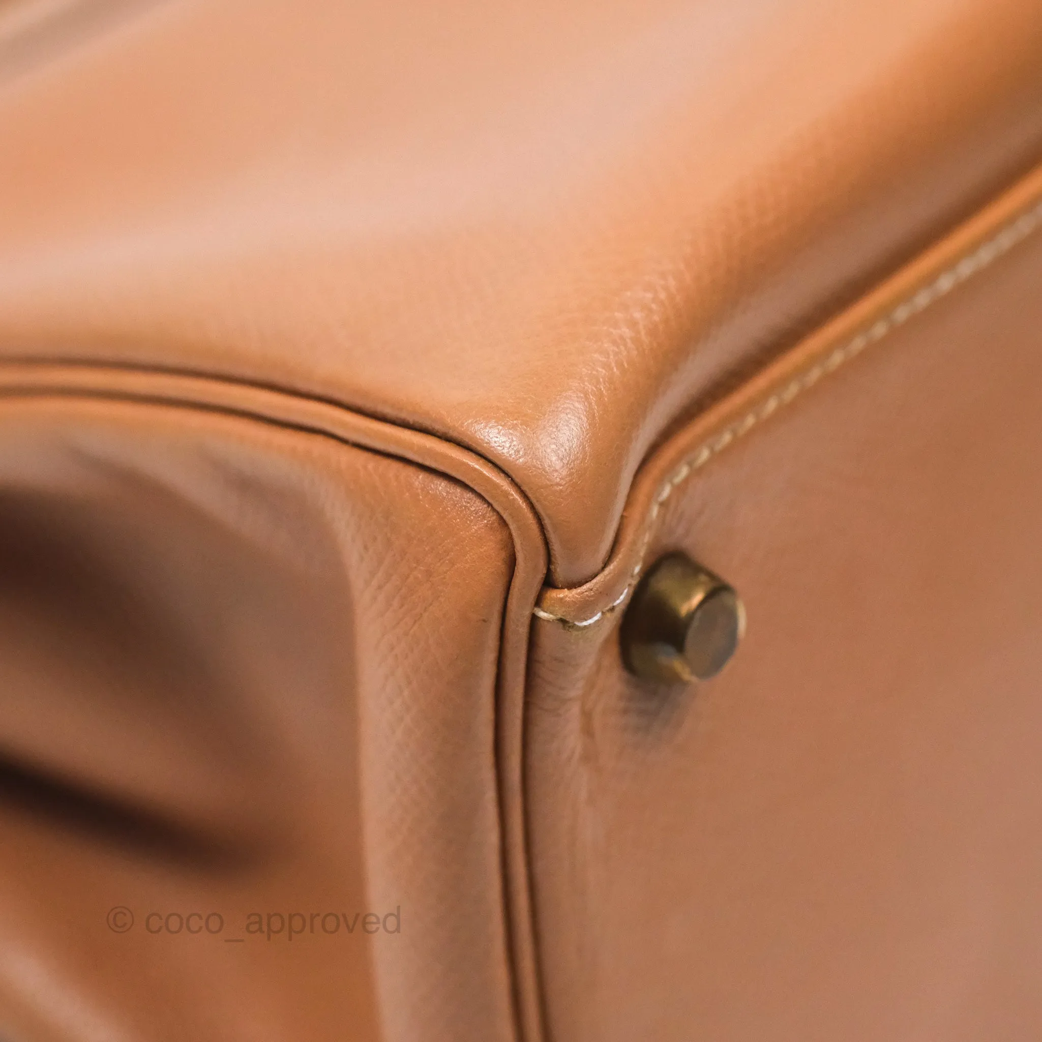 Hermes Vintage Kelly 32 Retourne Natural Gold Hardware