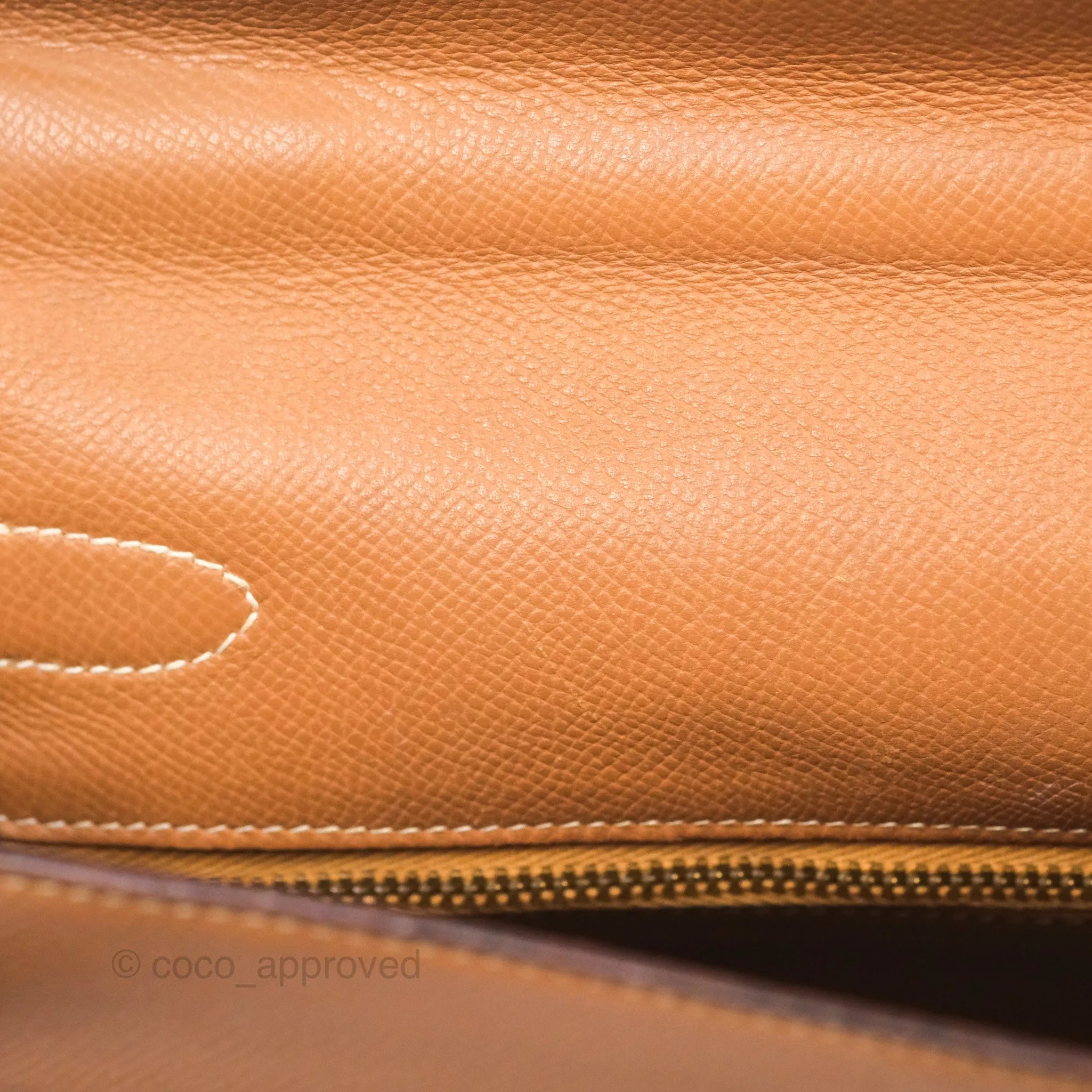 Hermes Vintage Kelly 32 Retourne Natural Gold Hardware