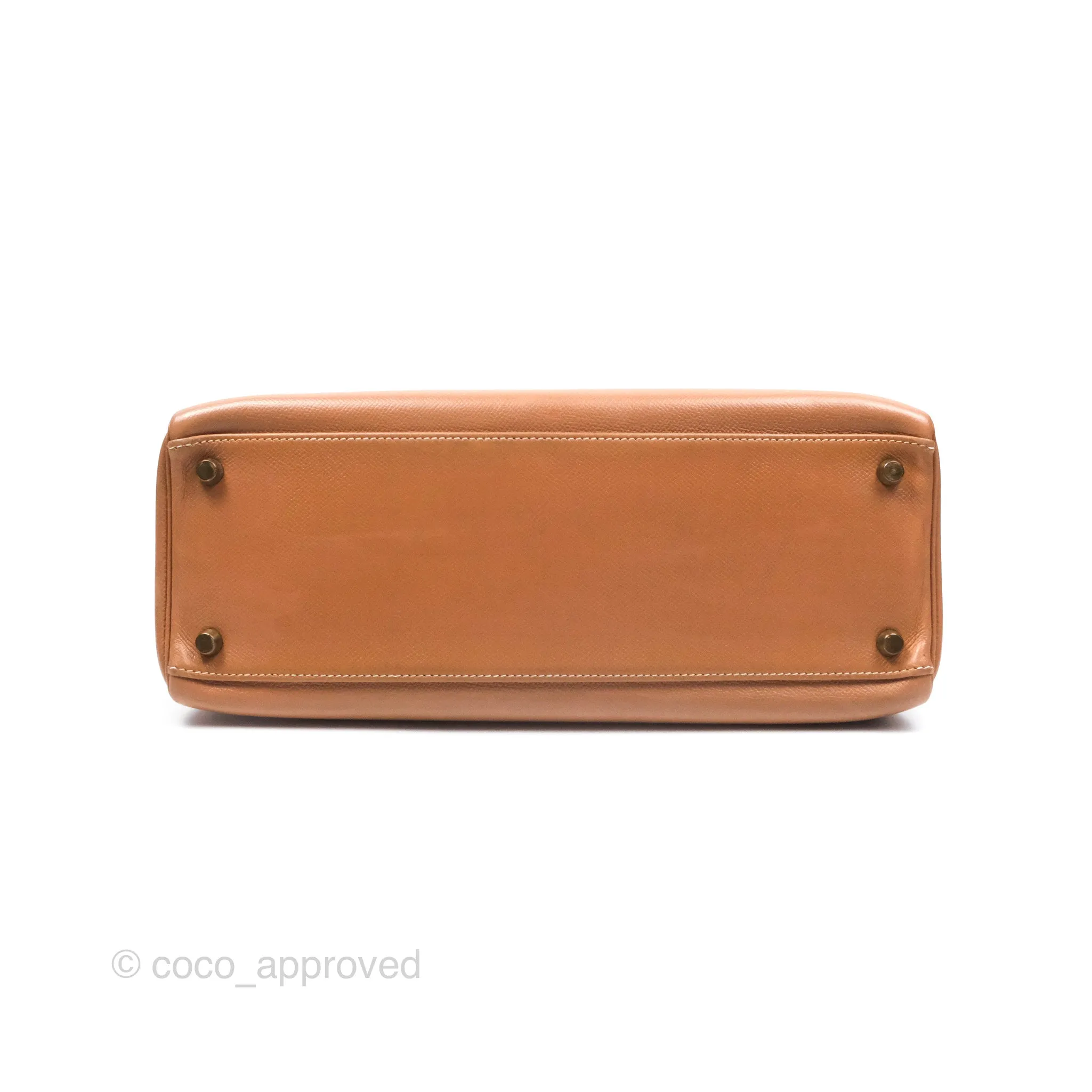 Hermes Vintage Kelly 32 Retourne Natural Gold Hardware