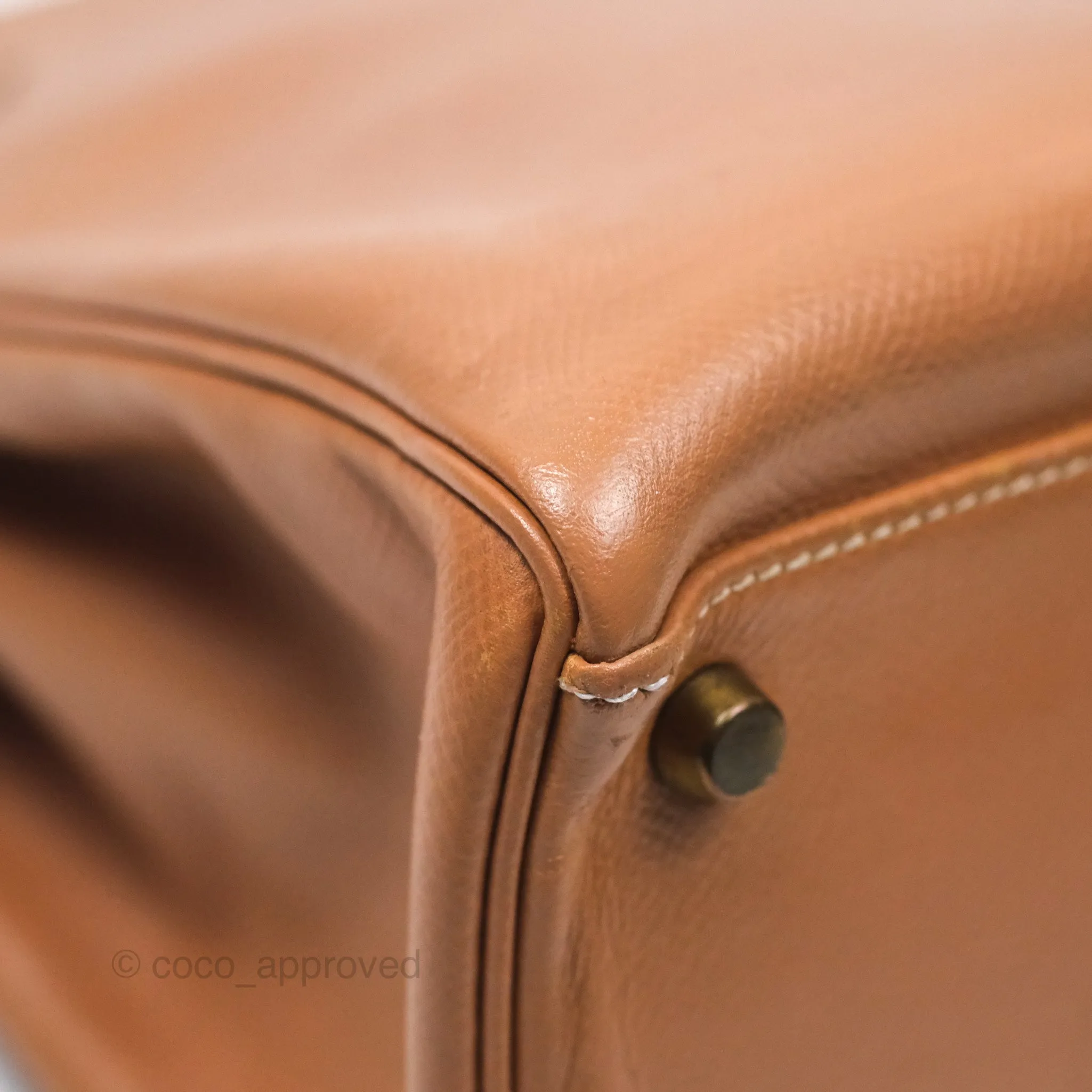 Hermes Vintage Kelly 32 Retourne Natural Gold Hardware