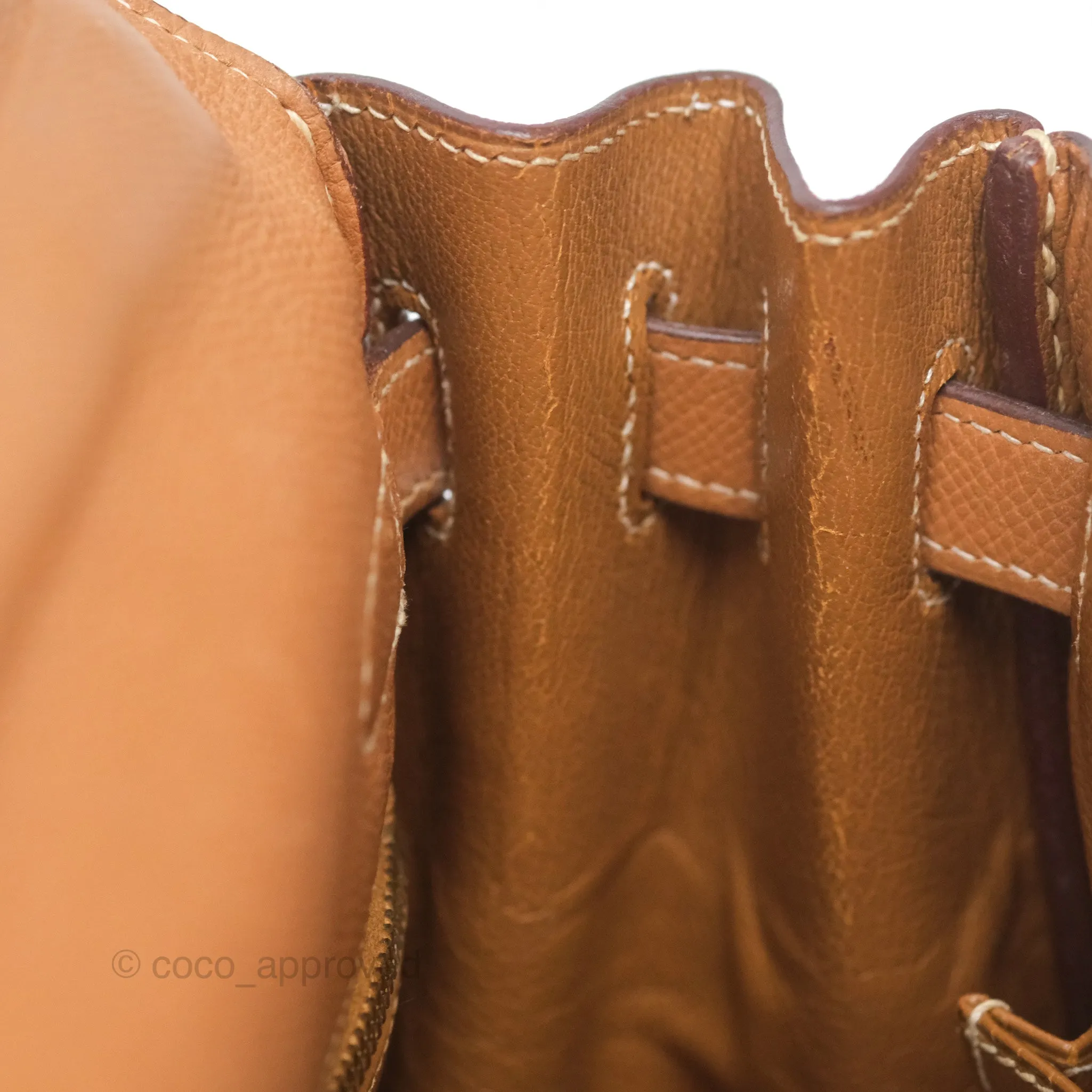 Hermes Vintage Kelly 32 Retourne Natural Gold Hardware