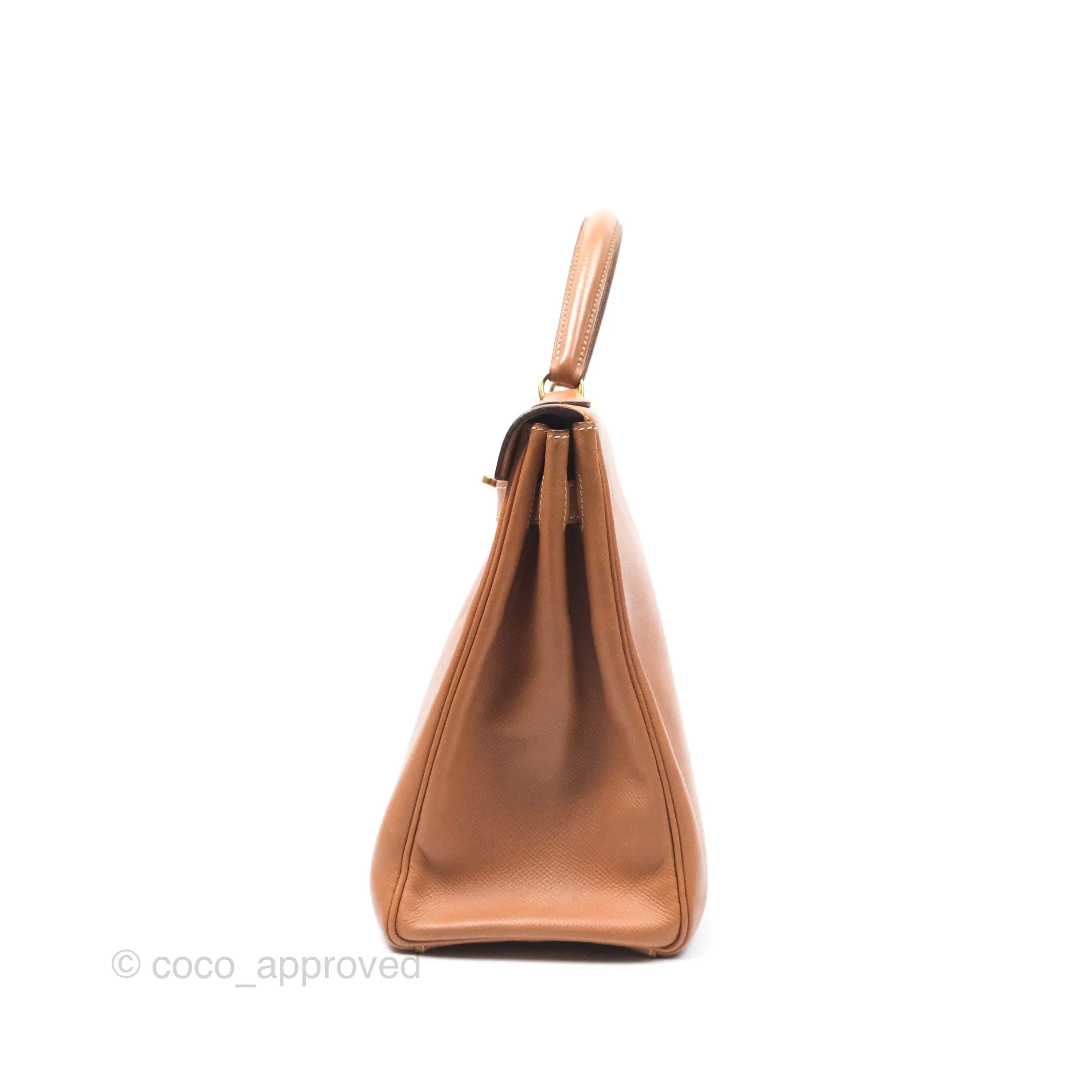 Hermes Vintage Kelly 32 Retourne Natural Gold Hardware