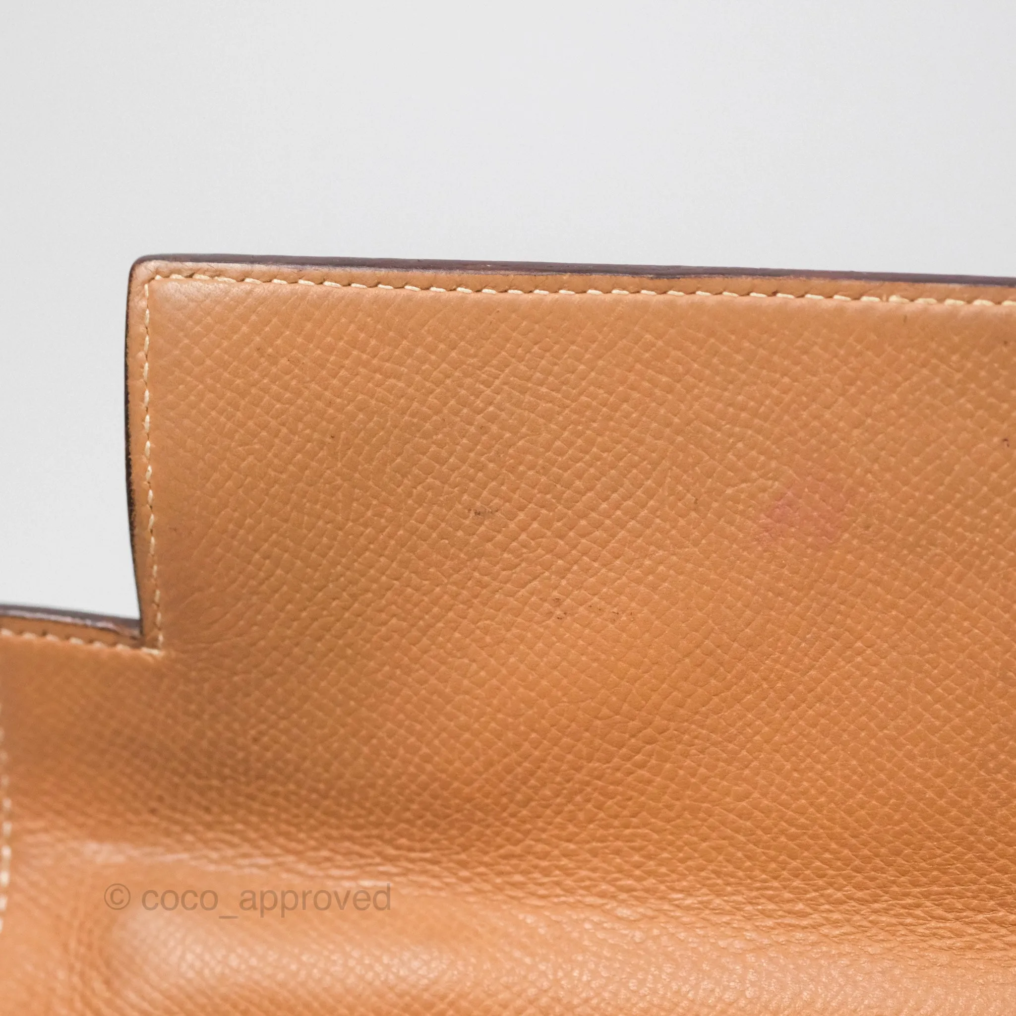 Hermes Vintage Kelly 32 Retourne Natural Gold Hardware