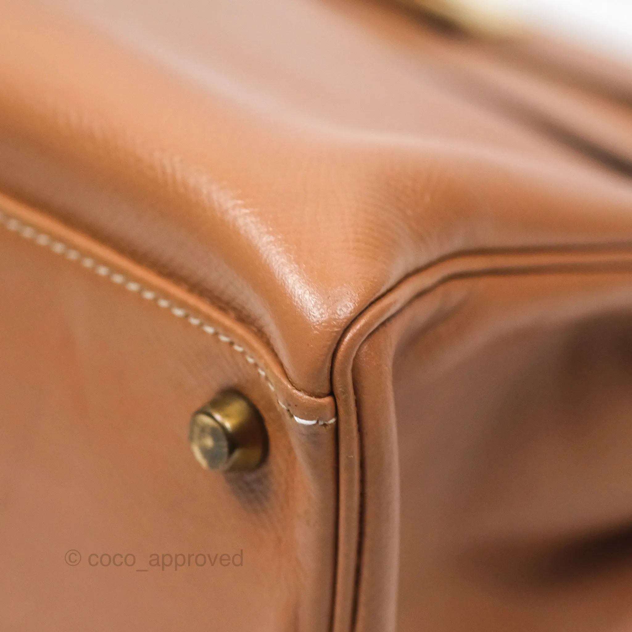 Hermes Vintage Kelly 32 Retourne Natural Gold Hardware