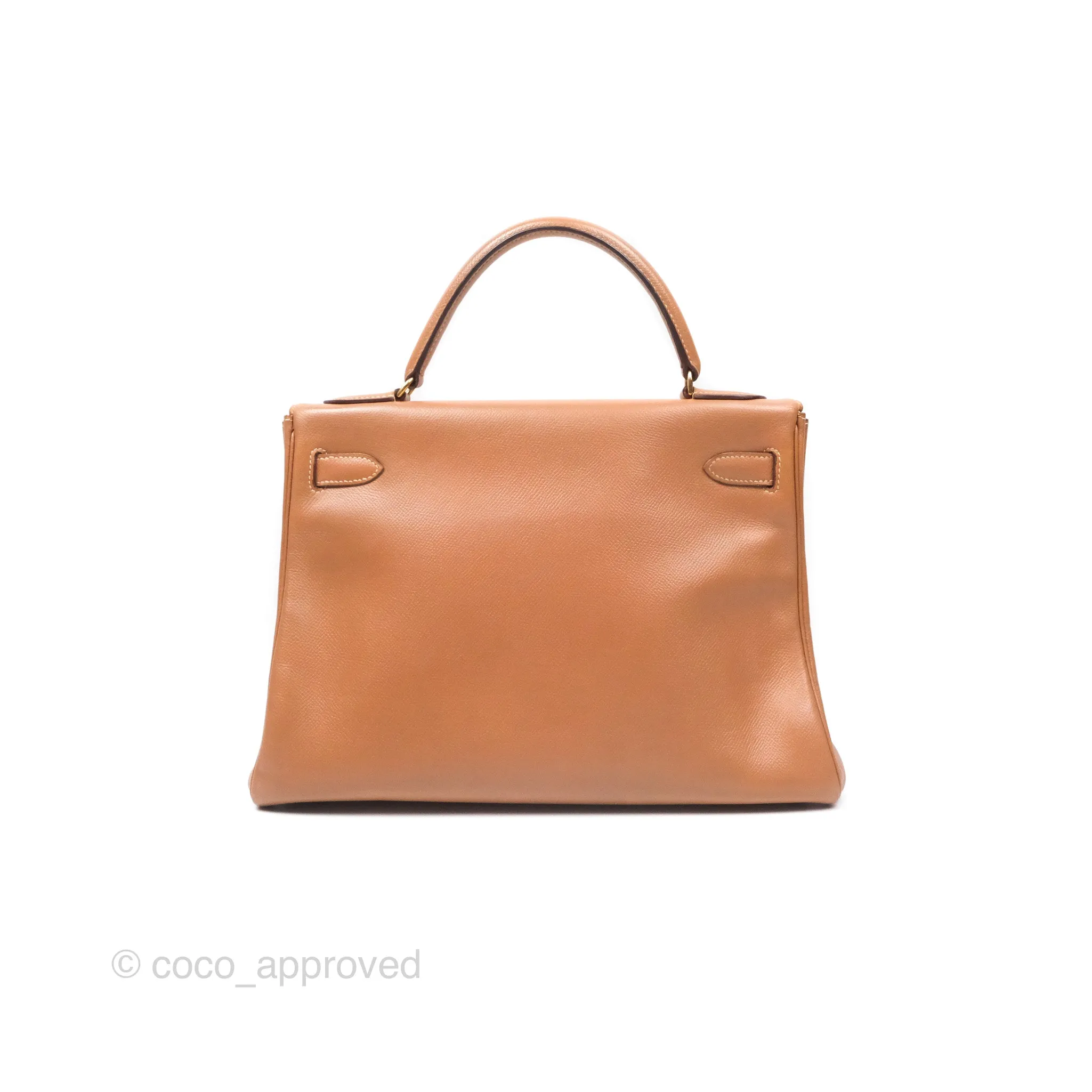 Hermes Vintage Kelly 32 Retourne Natural Gold Hardware