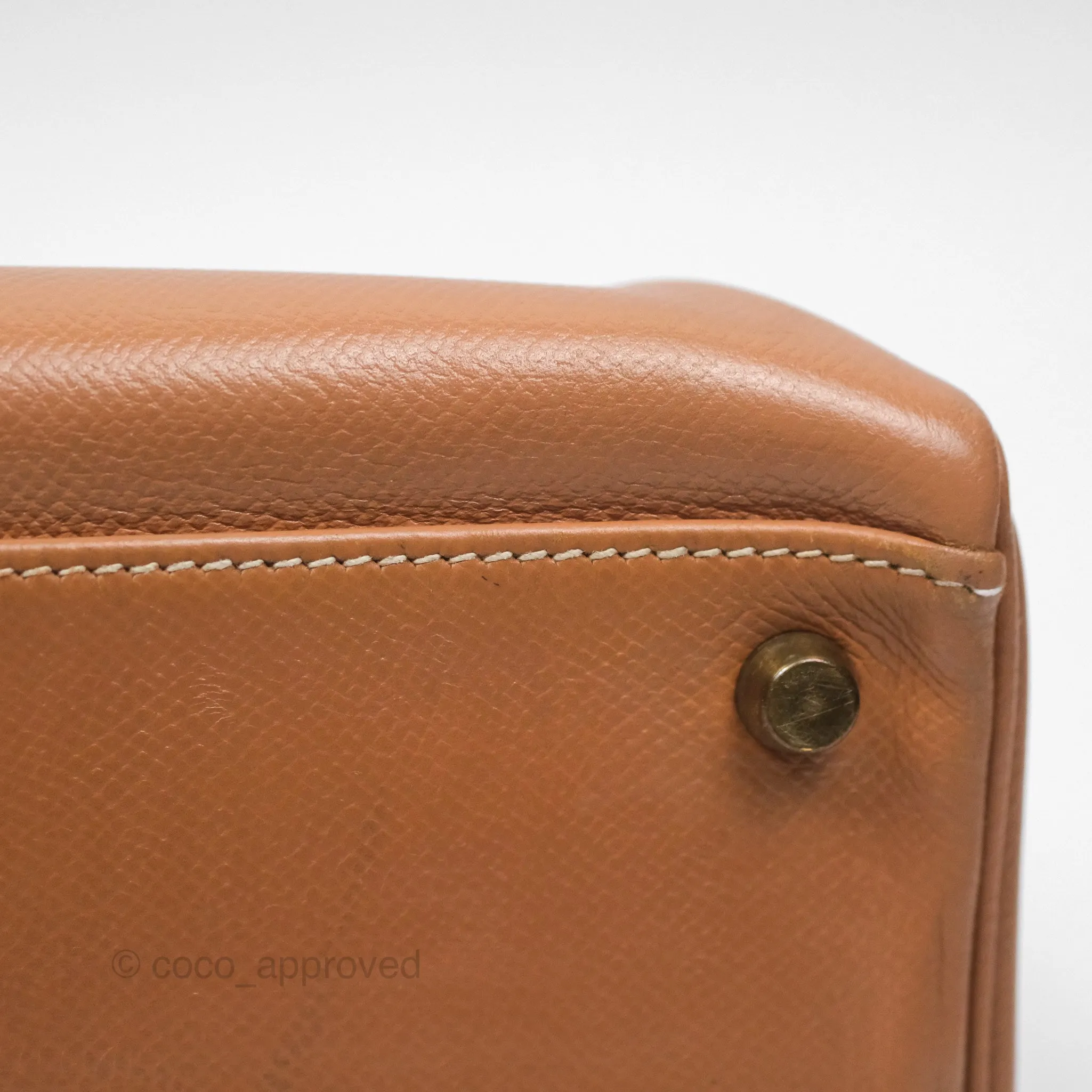 Hermes Vintage Kelly 32 Retourne Natural Gold Hardware