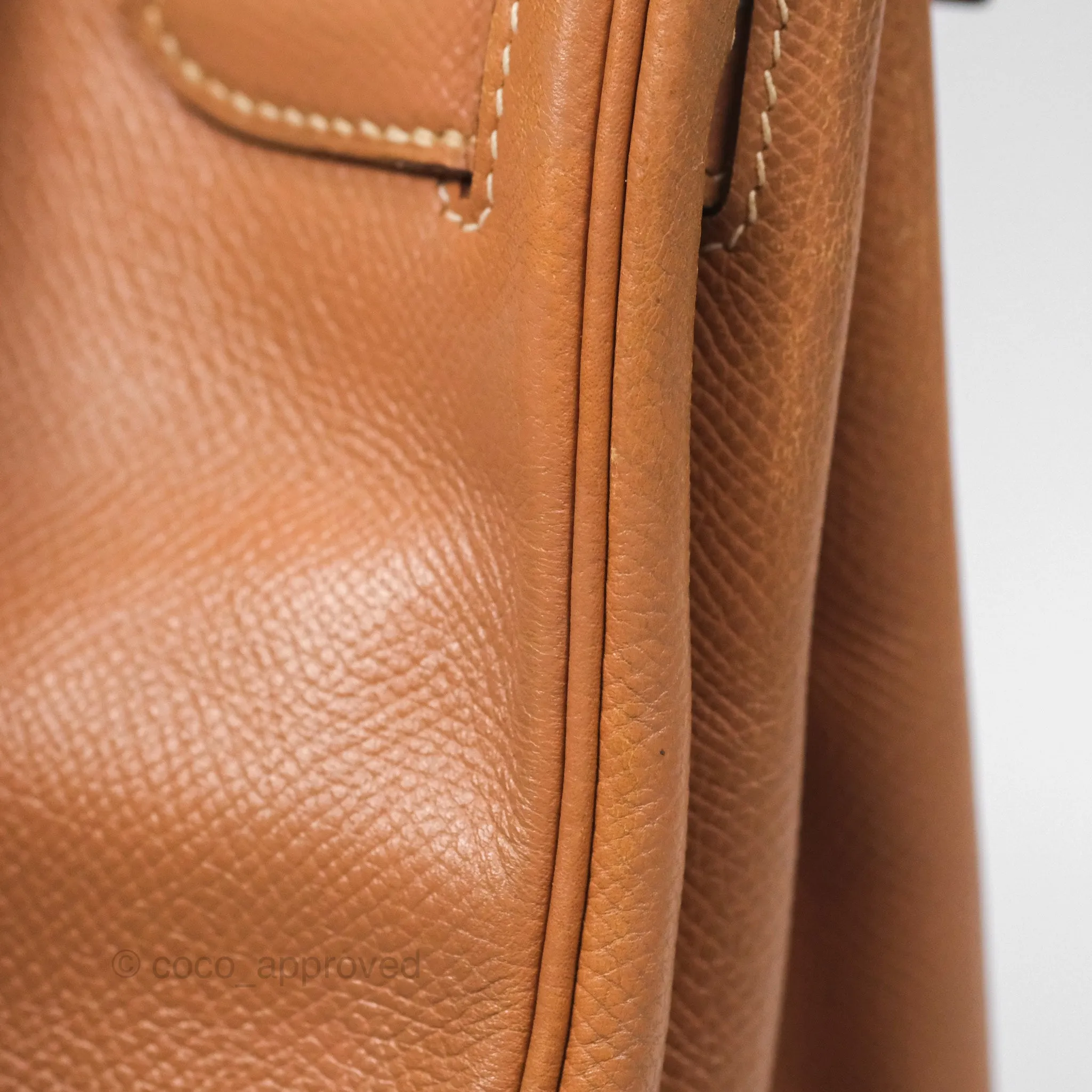 Hermes Vintage Kelly 32 Retourne Natural Gold Hardware