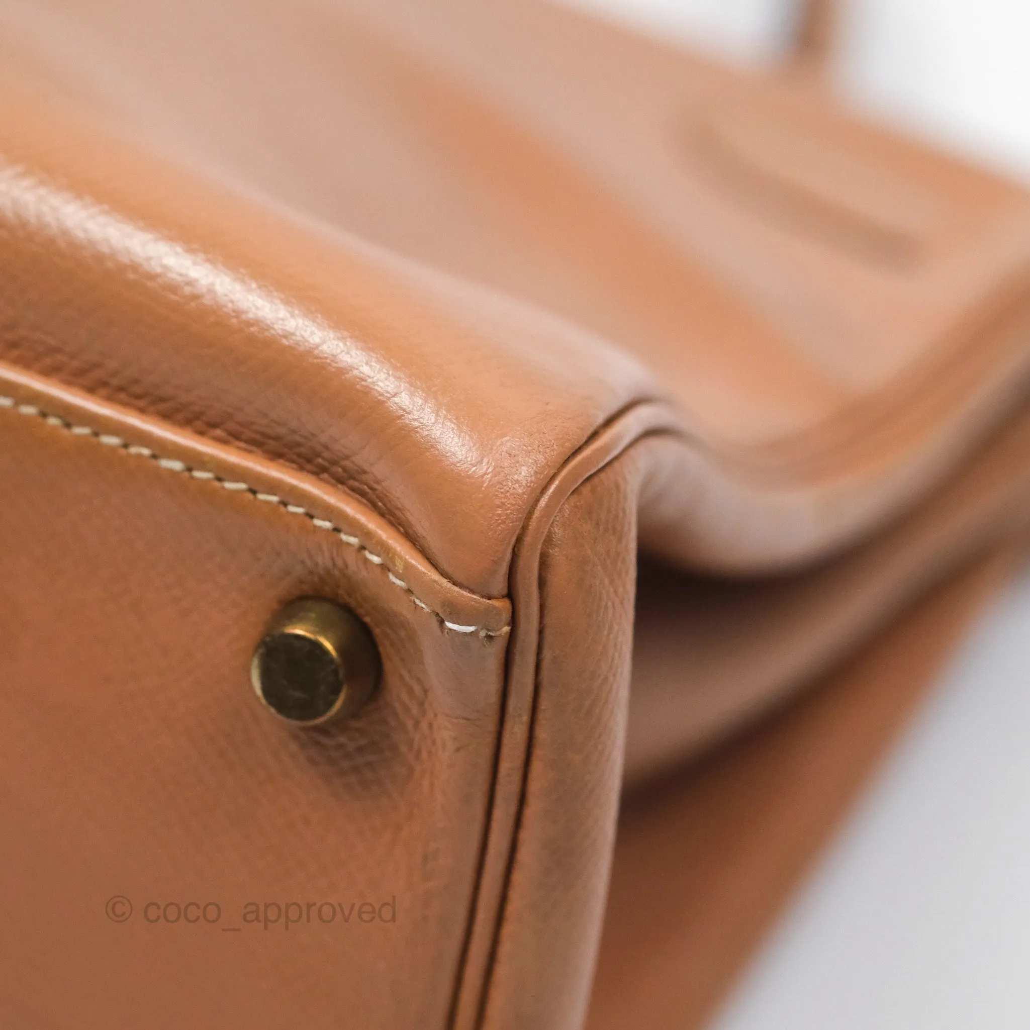 Hermes Vintage Kelly 32 Retourne Natural Gold Hardware
