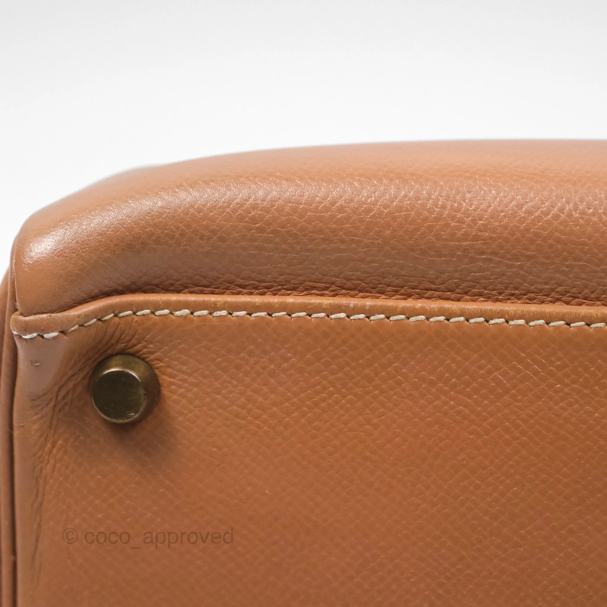 Hermes Vintage Kelly 32 Retourne Natural Gold Hardware