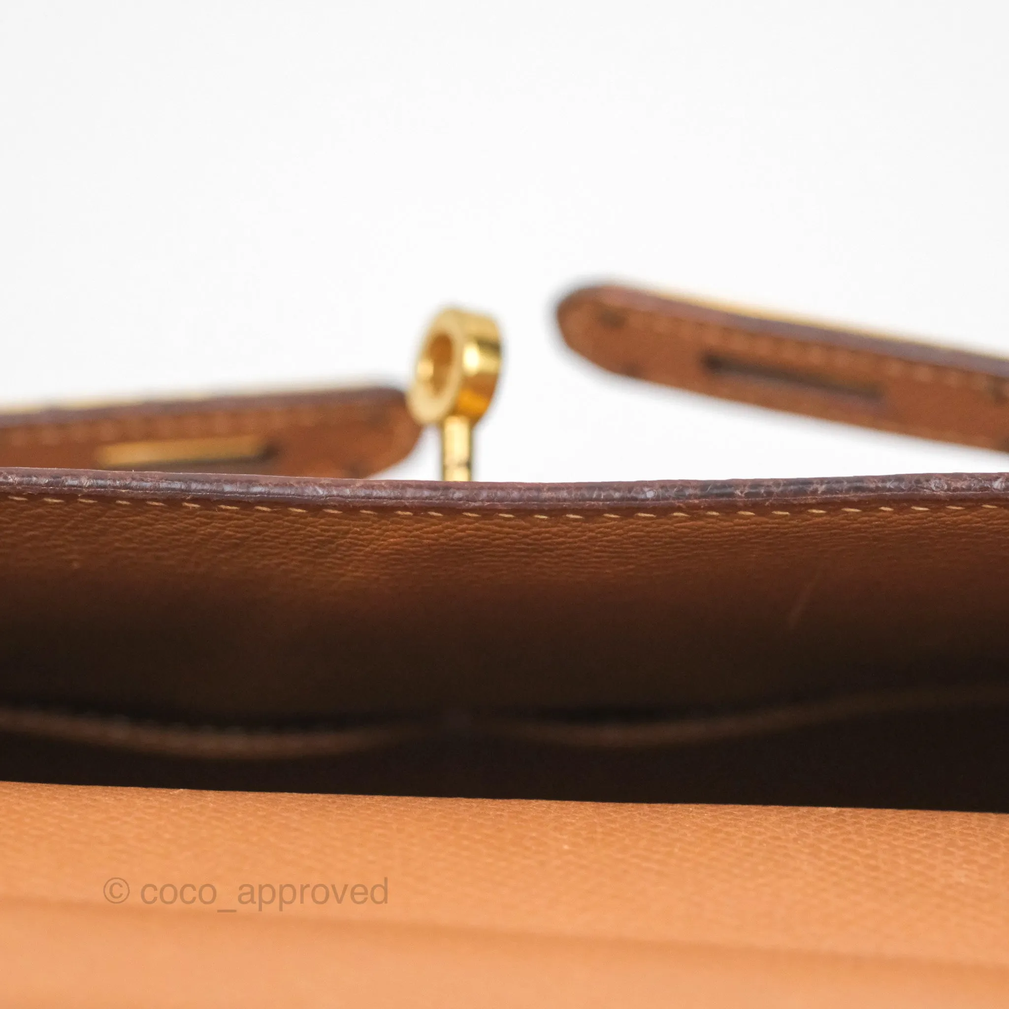 Hermes Vintage Kelly 32 Retourne Natural Gold Hardware