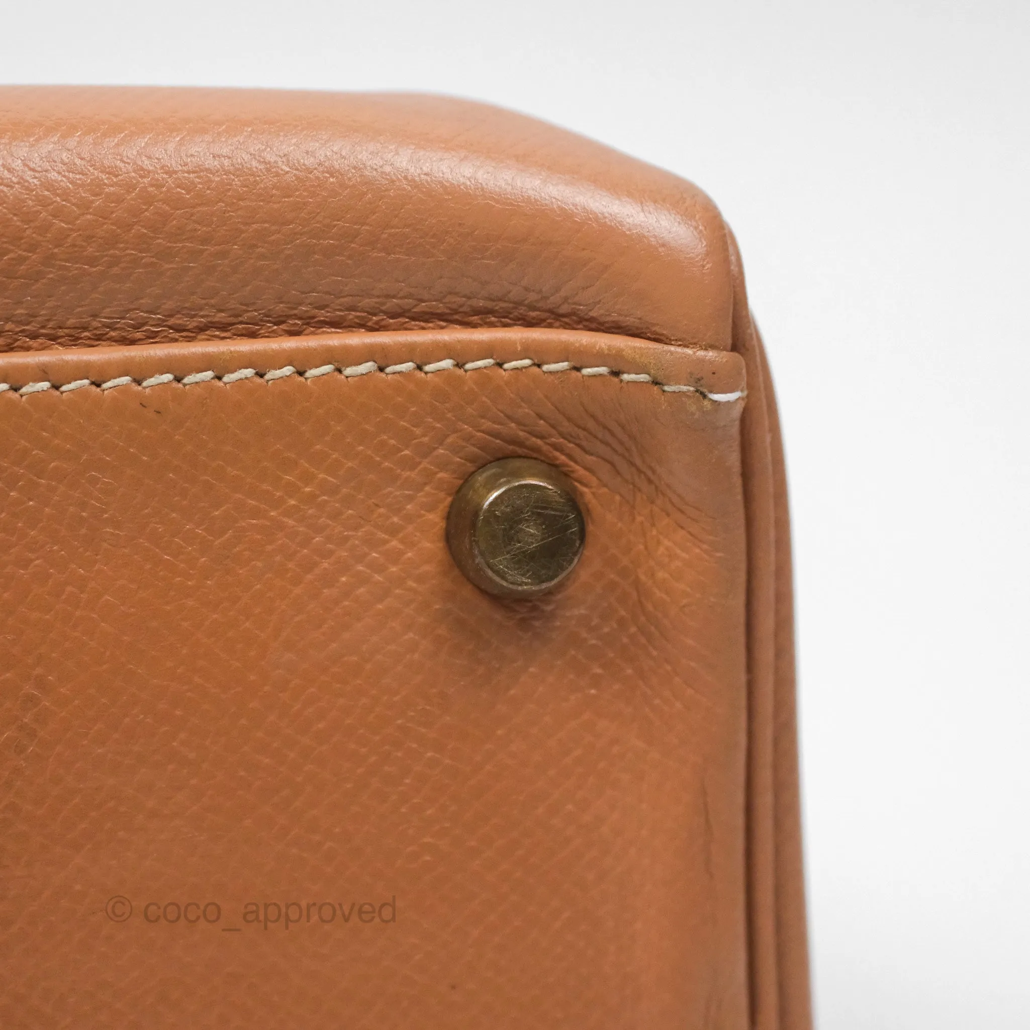 Hermes Vintage Kelly 32 Retourne Natural Gold Hardware