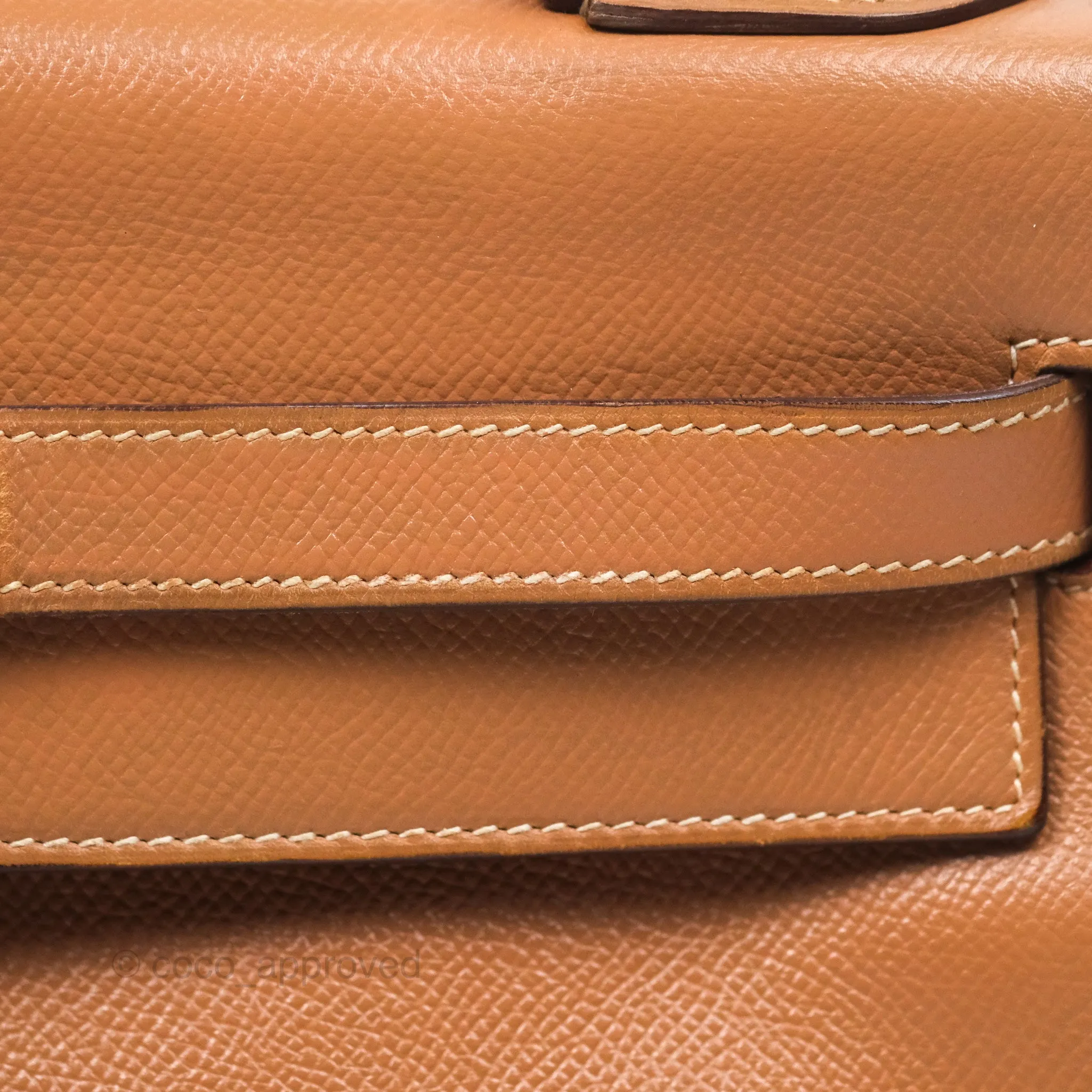 Hermes Vintage Kelly 32 Retourne Natural Gold Hardware
