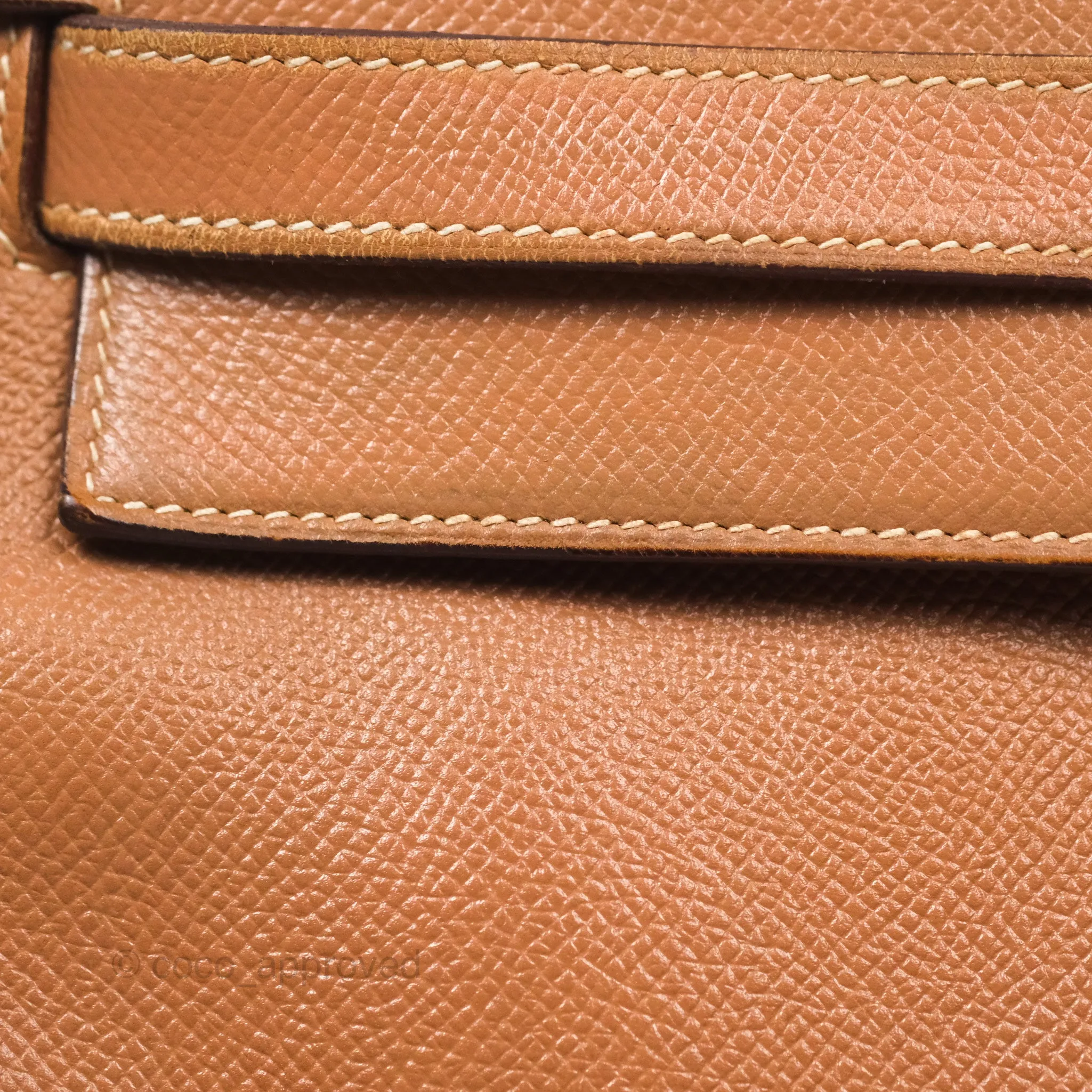 Hermes Vintage Kelly 32 Retourne Natural Gold Hardware