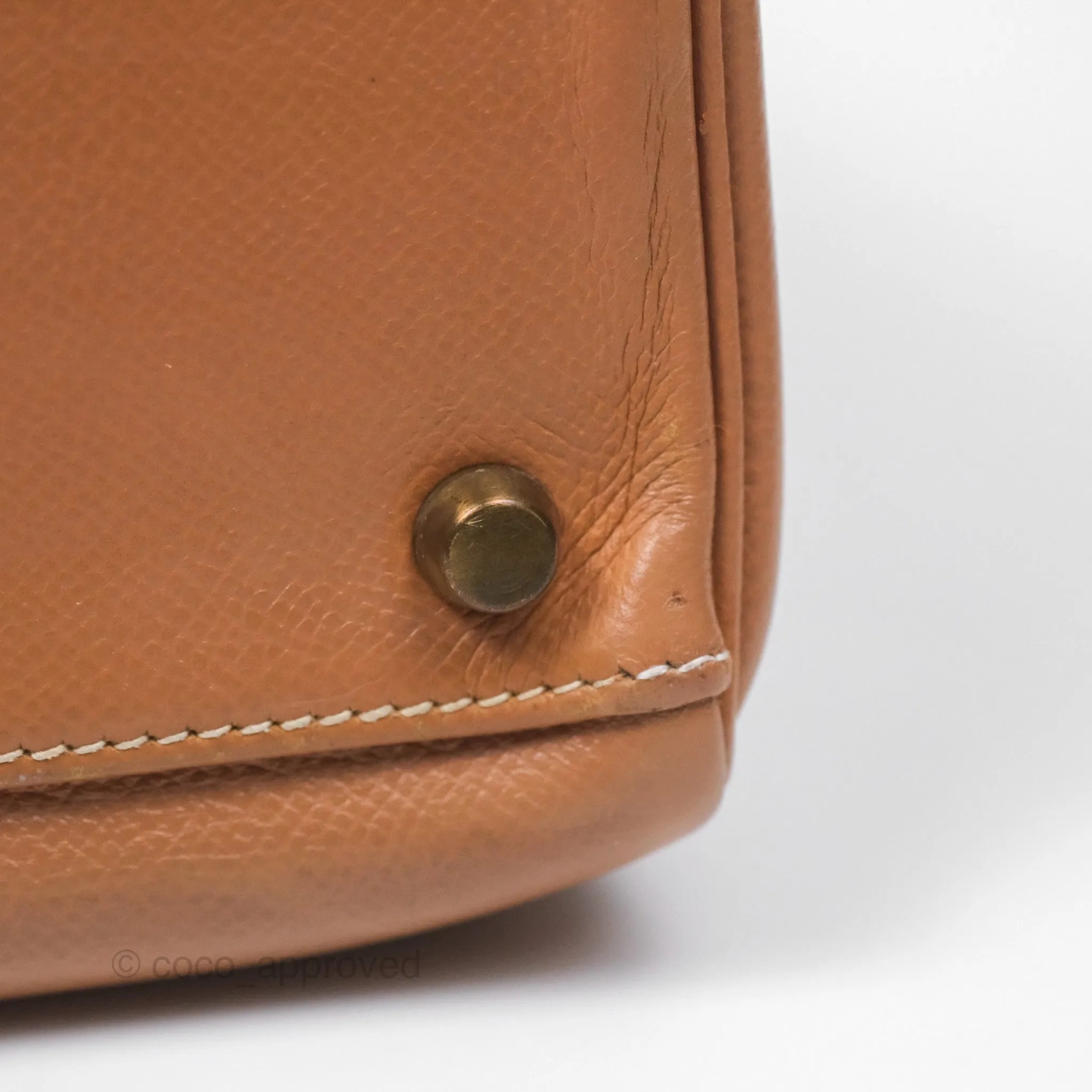 Hermes Vintage Kelly 32 Retourne Natural Gold Hardware