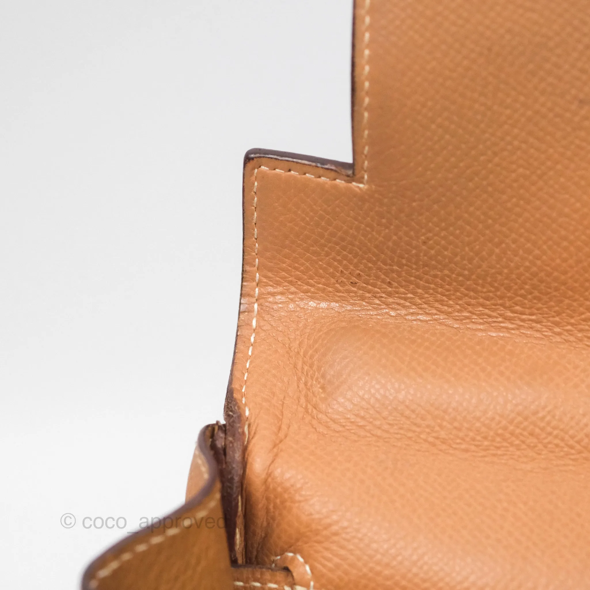 Hermes Vintage Kelly 32 Retourne Natural Gold Hardware