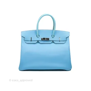 Herms Birkin 35 Limited Edition Celeste & Mykonos Candy Epsom Palladium Hardware