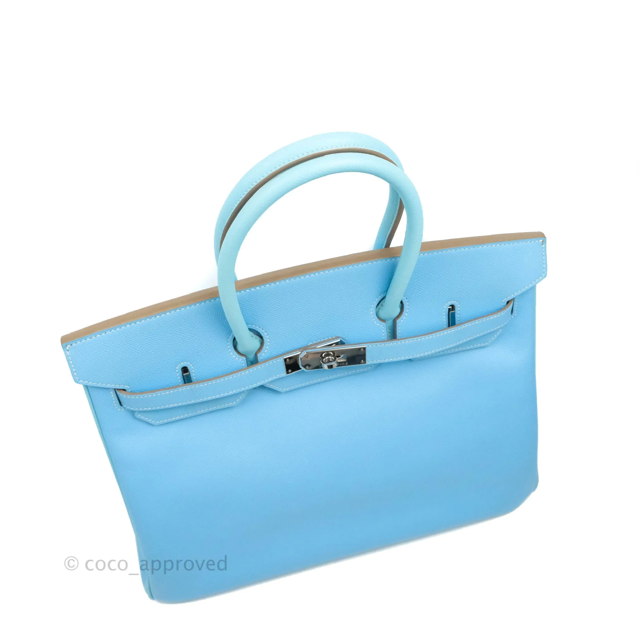 Herms Birkin 35 Limited Edition Celeste & Mykonos Candy Epsom Palladium Hardware