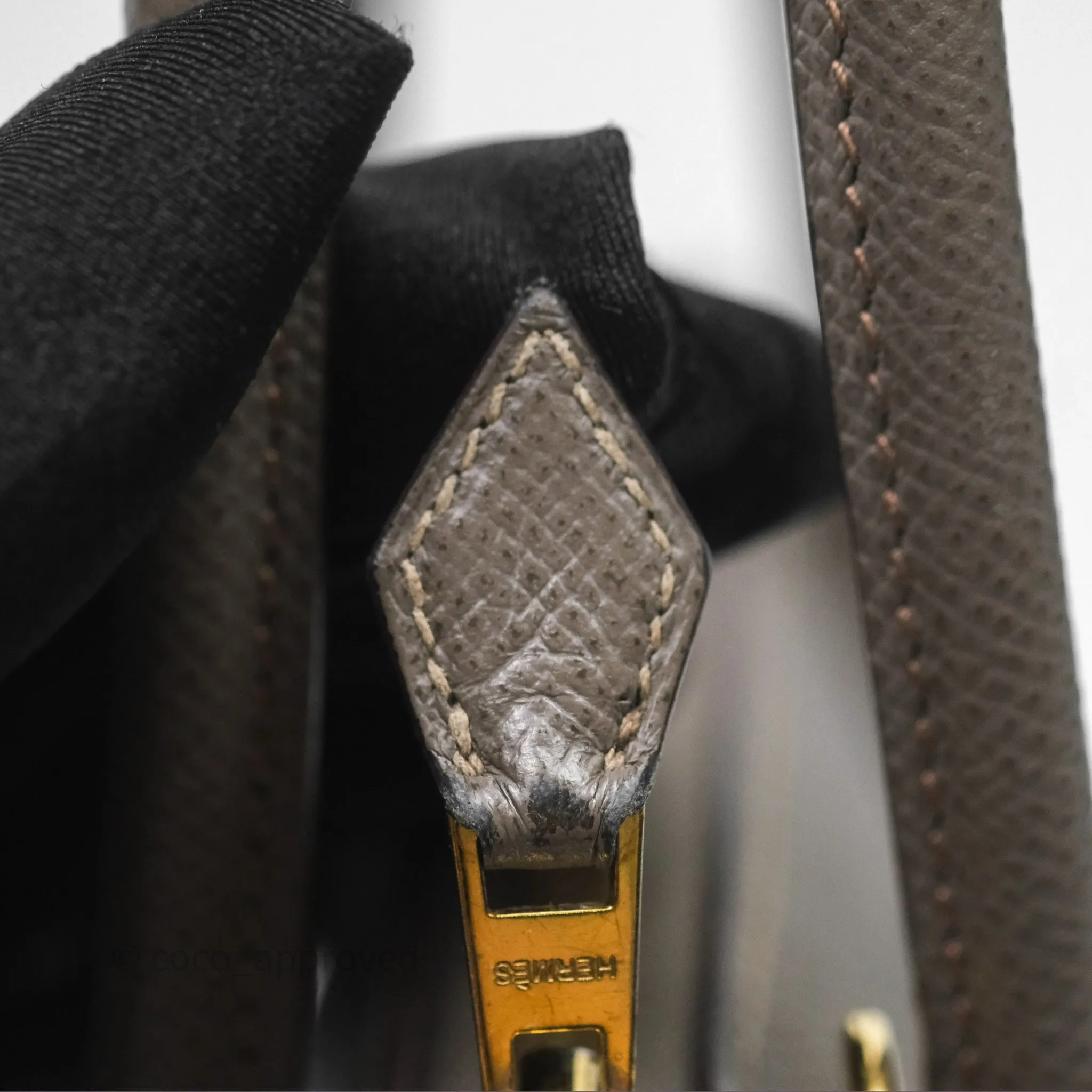 Herms Bolide 27 Etain 8F Epsom Gold Hardware