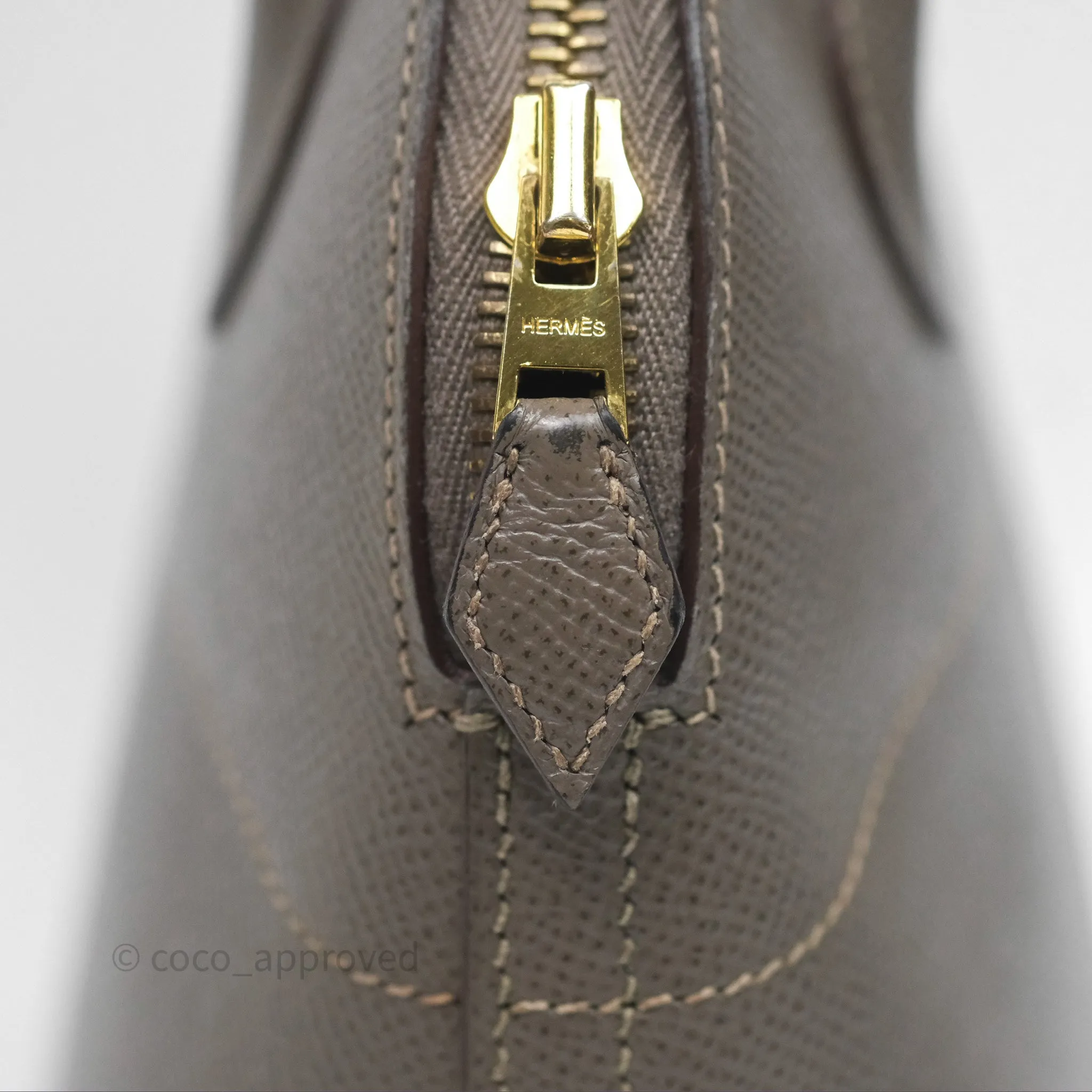 Herms Bolide 27 Etain 8F Epsom Gold Hardware