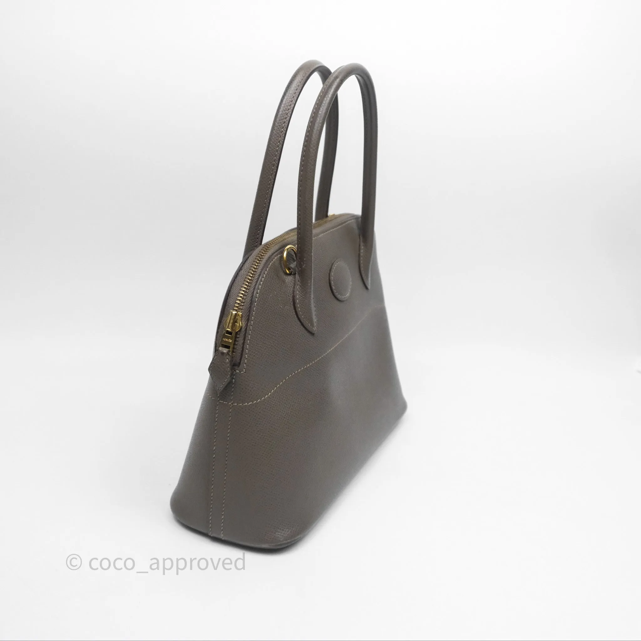 Herms Bolide 27 Etain 8F Epsom Gold Hardware