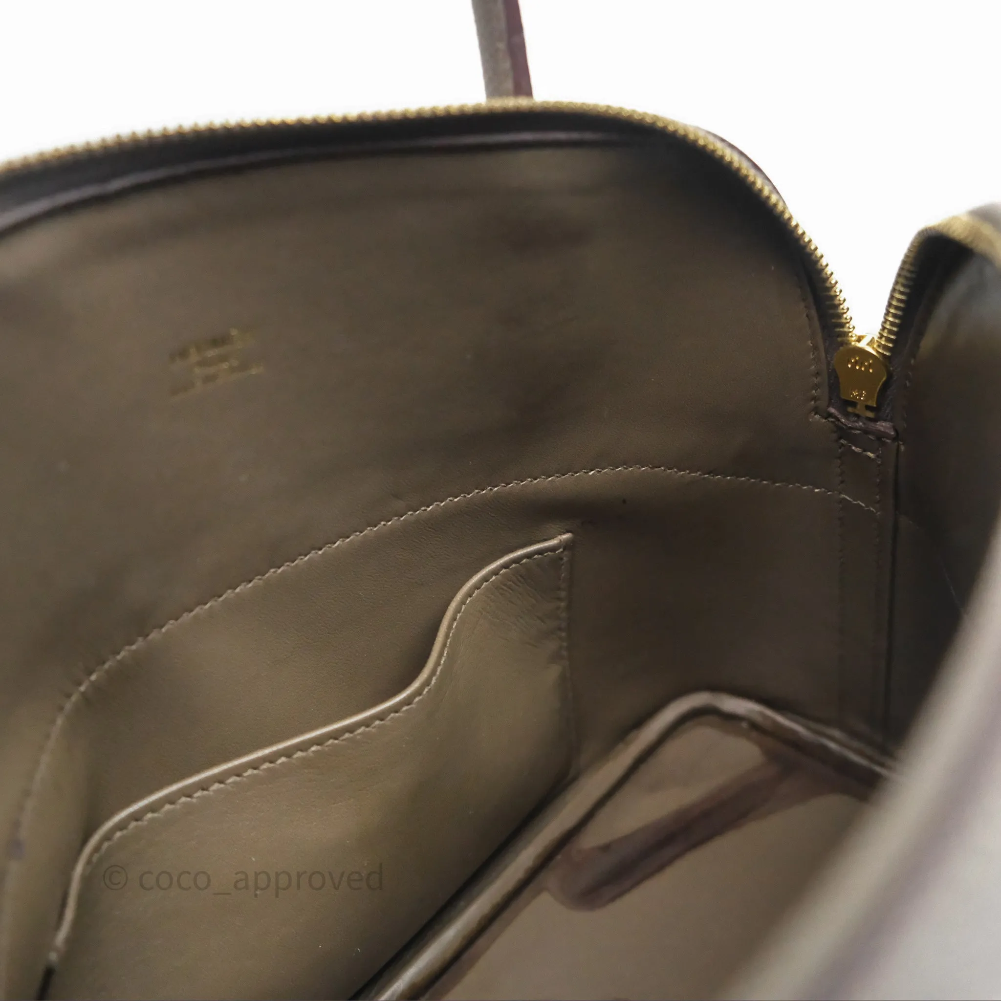 Herms Bolide 27 Etain 8F Epsom Gold Hardware