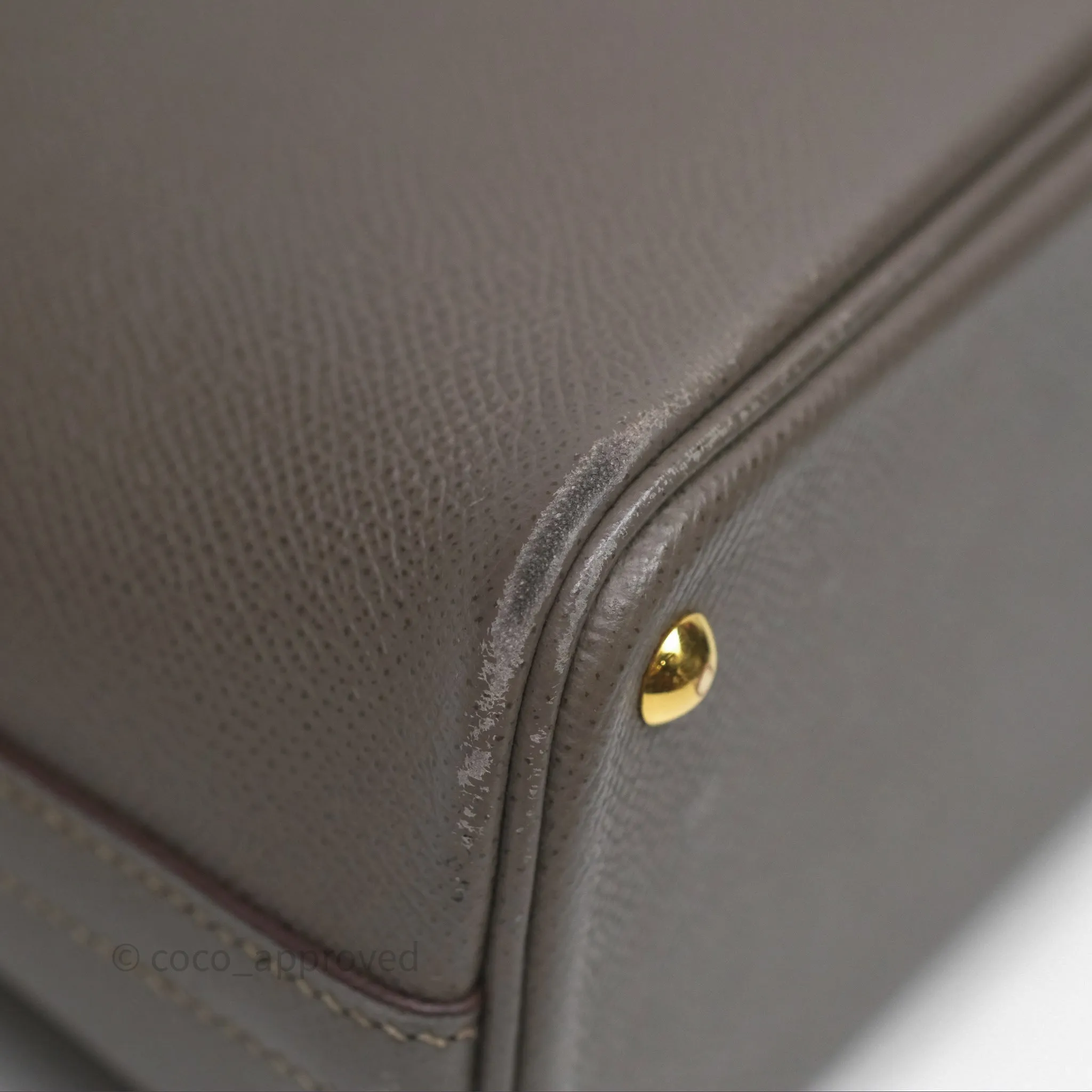 Herms Bolide 27 Etain 8F Epsom Gold Hardware