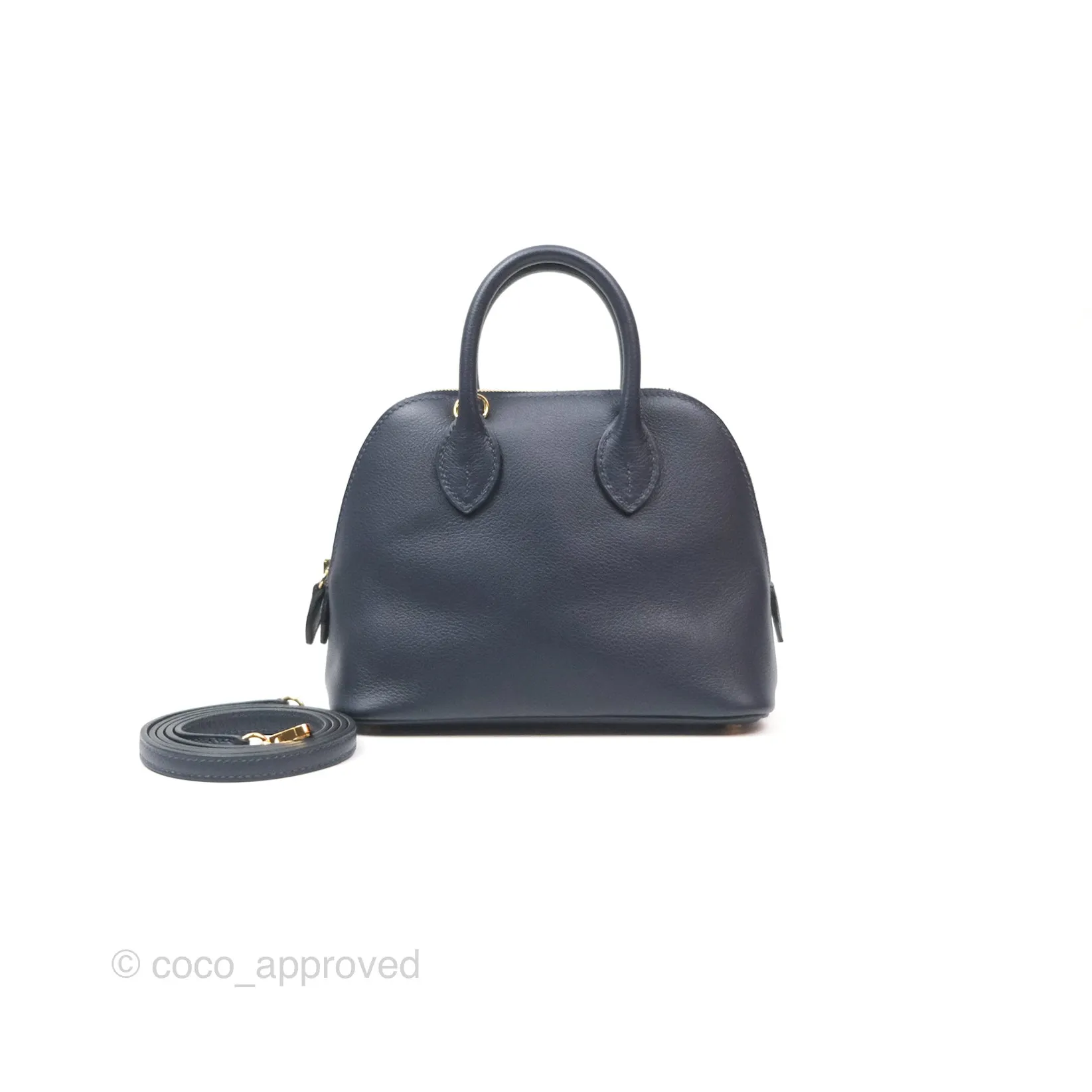 Herms Bolide Mini 1923 Bleu Nuit 2Z Evercolor Gold Hardware