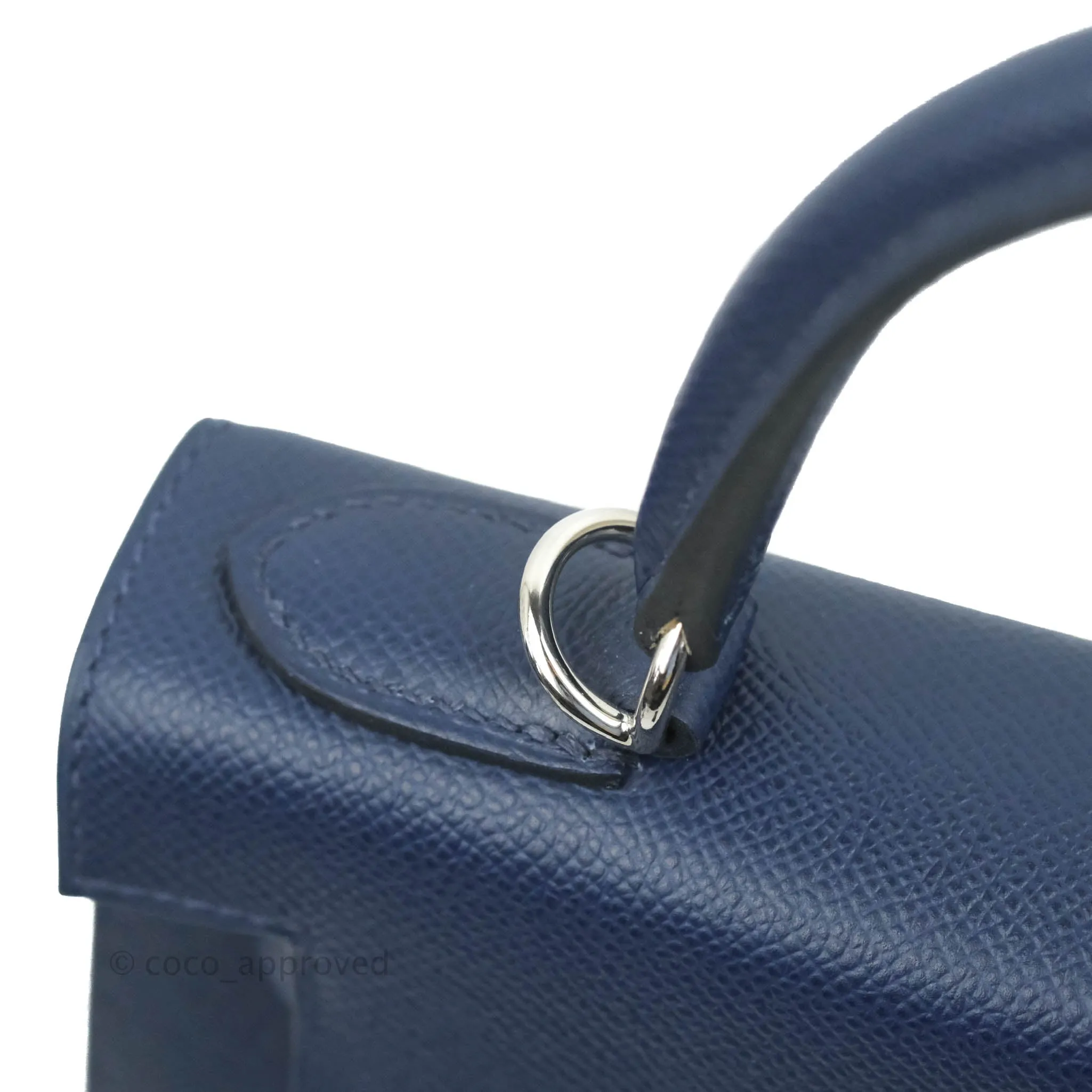 Herms Kelly 28 Blue Epsom Palladium Hardware Letter Collection Limited Edition