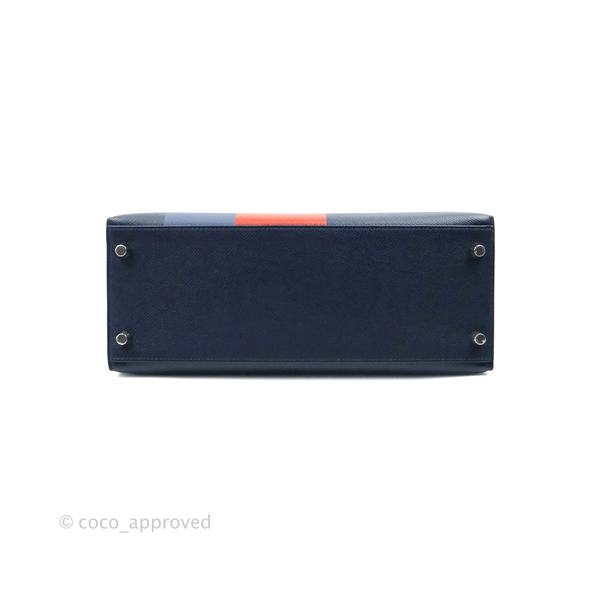 Herms Kelly 28 Blue Epsom Palladium Hardware Letter Collection Limited Edition
