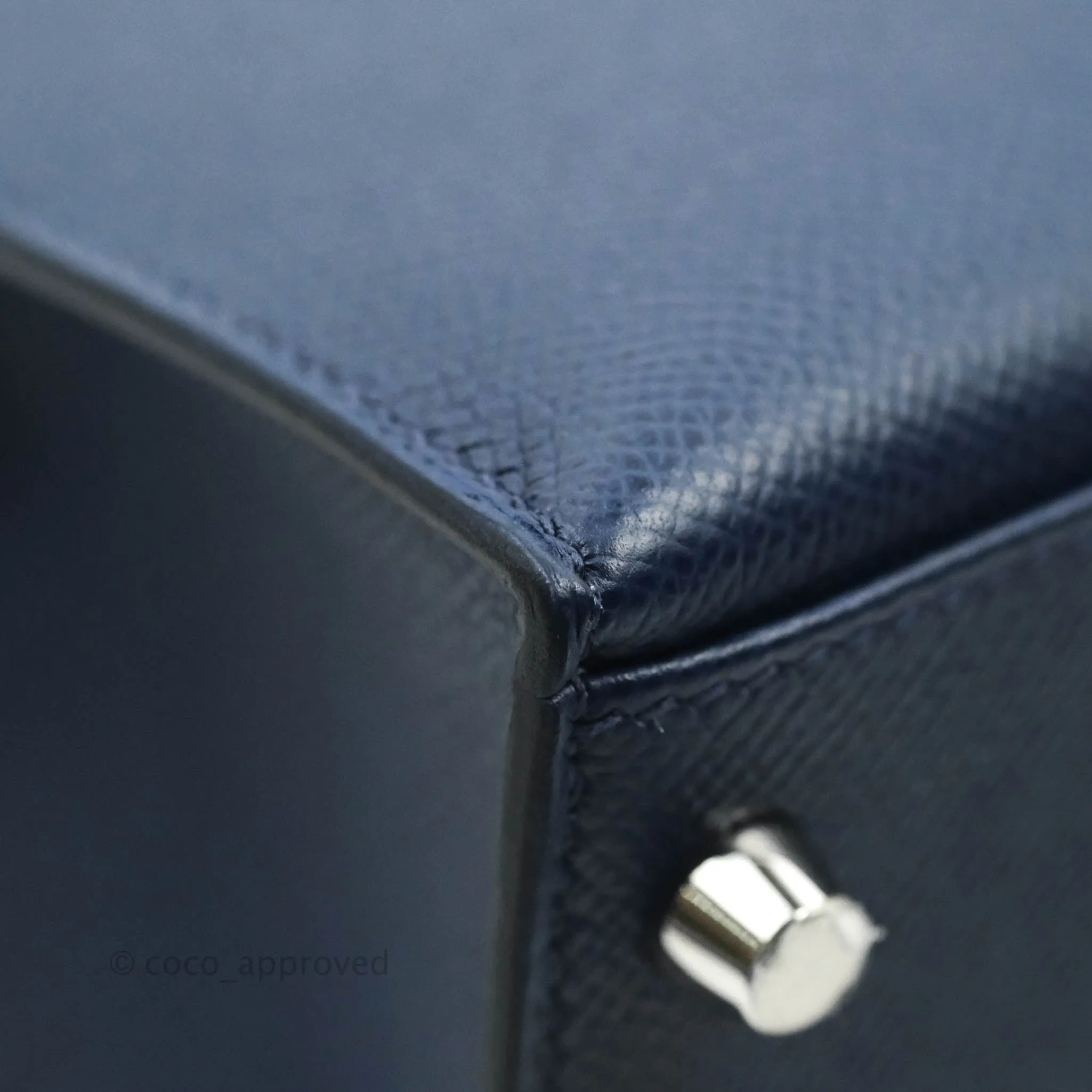 Herms Kelly 28 Blue Epsom Palladium Hardware Letter Collection Limited Edition
