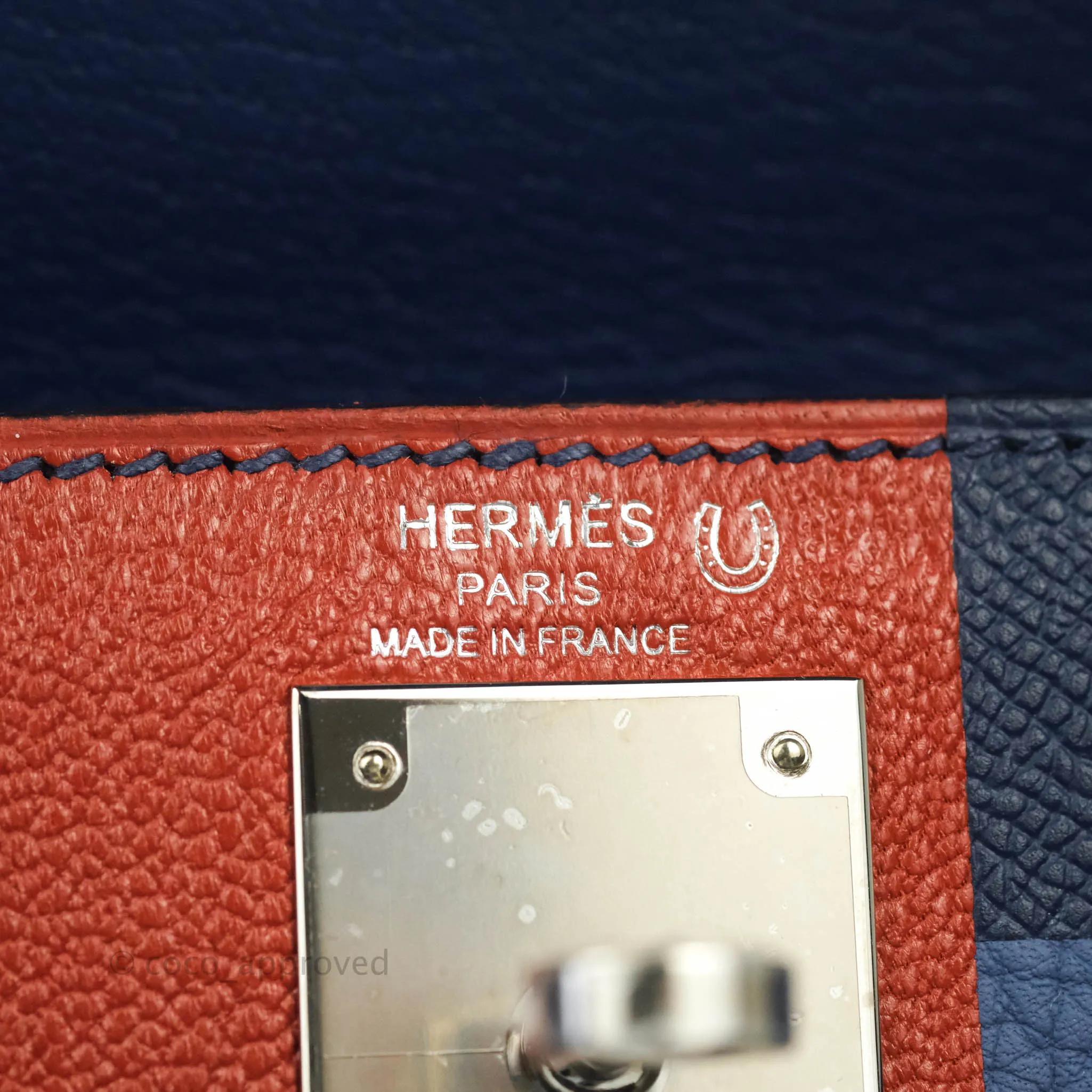 Herms Kelly 28 Blue Epsom Palladium Hardware Letter Collection Limited Edition
