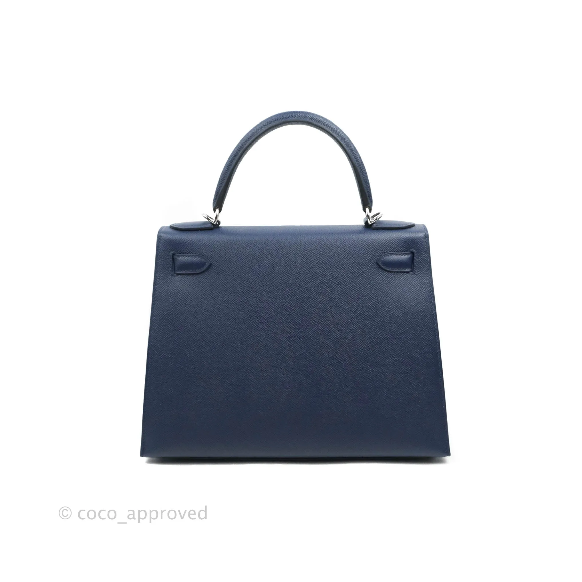 Herms Kelly 28 Blue Epsom Palladium Hardware Letter Collection Limited Edition