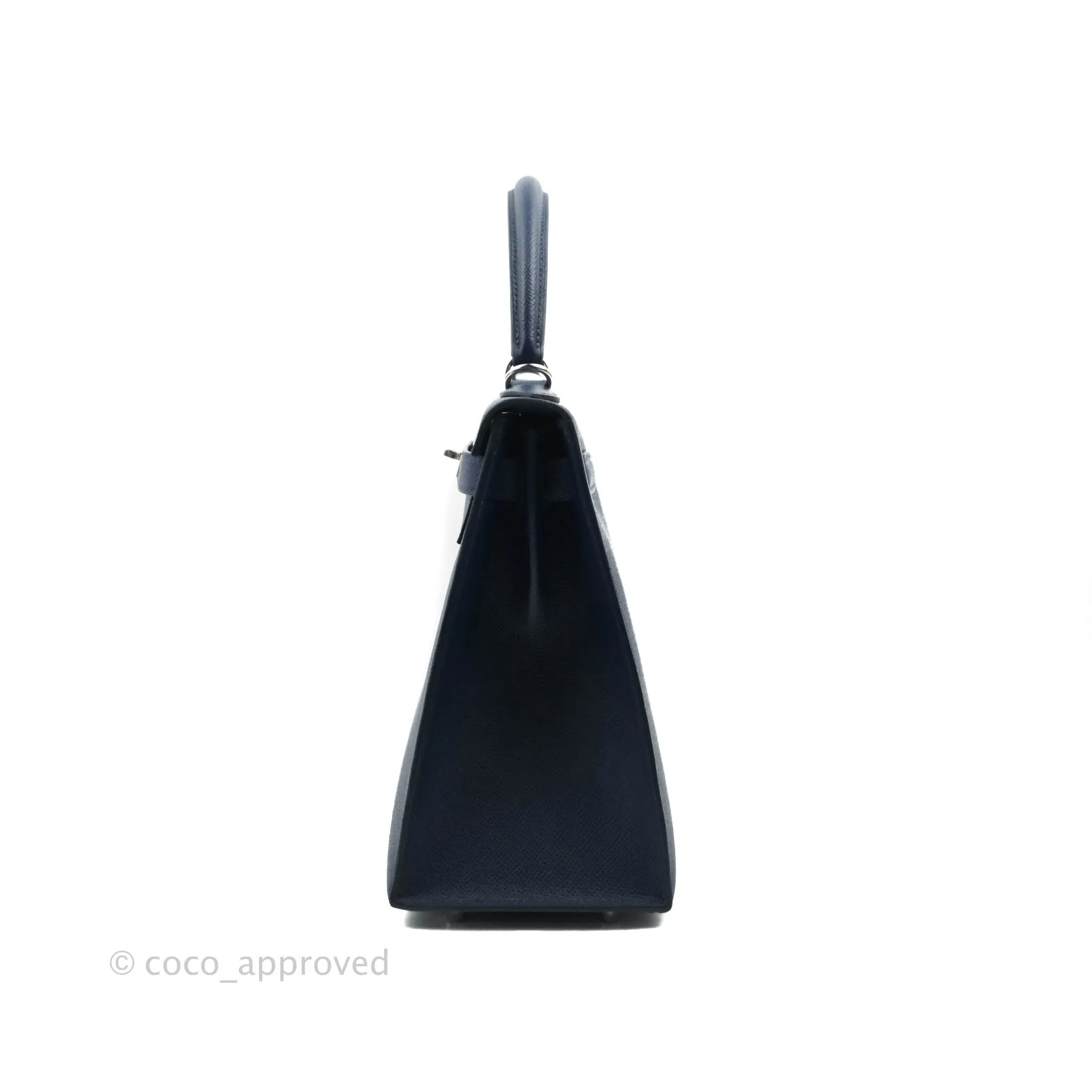 Herms Kelly 28 Blue Epsom Palladium Hardware Letter Collection Limited Edition