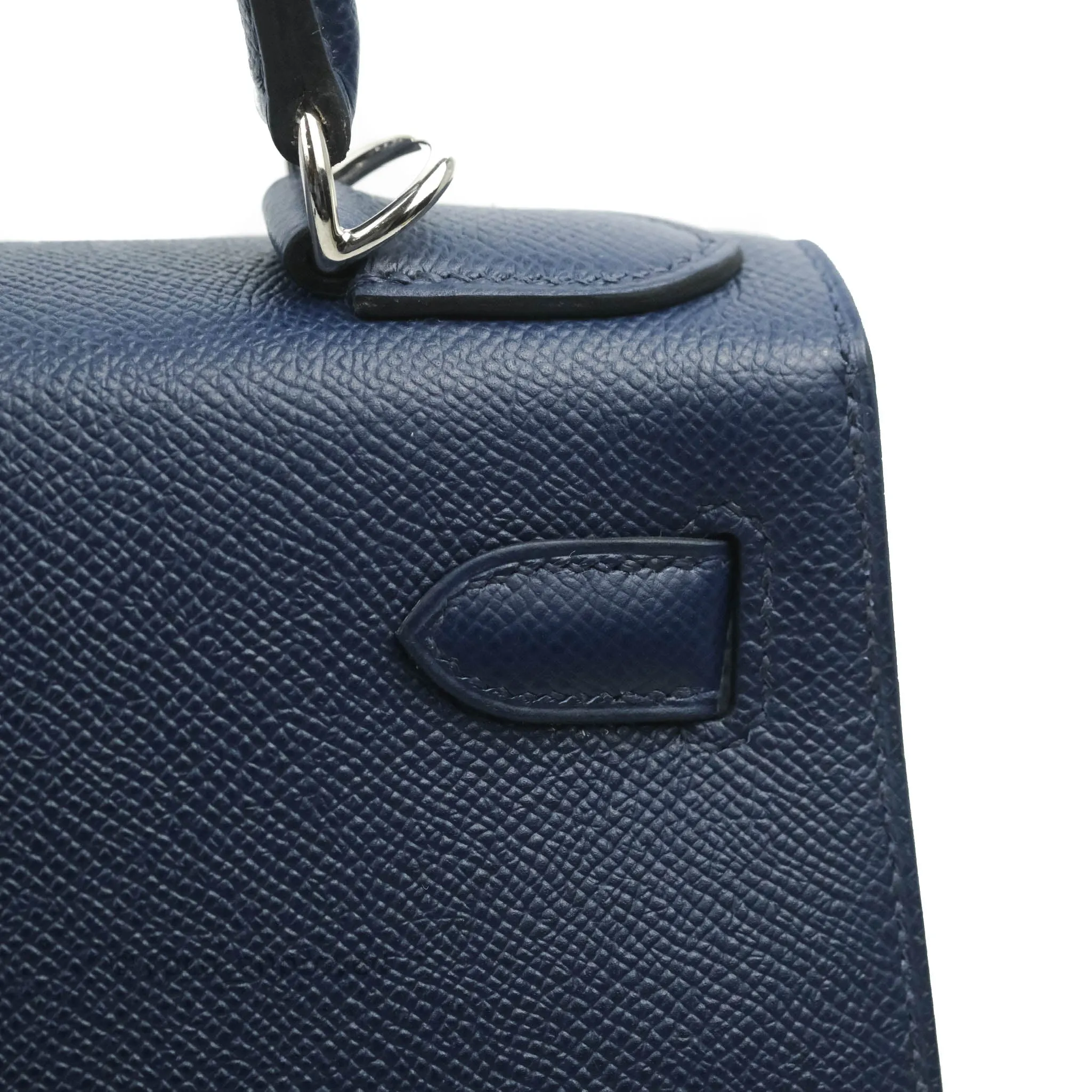 Herms Kelly 28 Blue Epsom Palladium Hardware Letter Collection Limited Edition