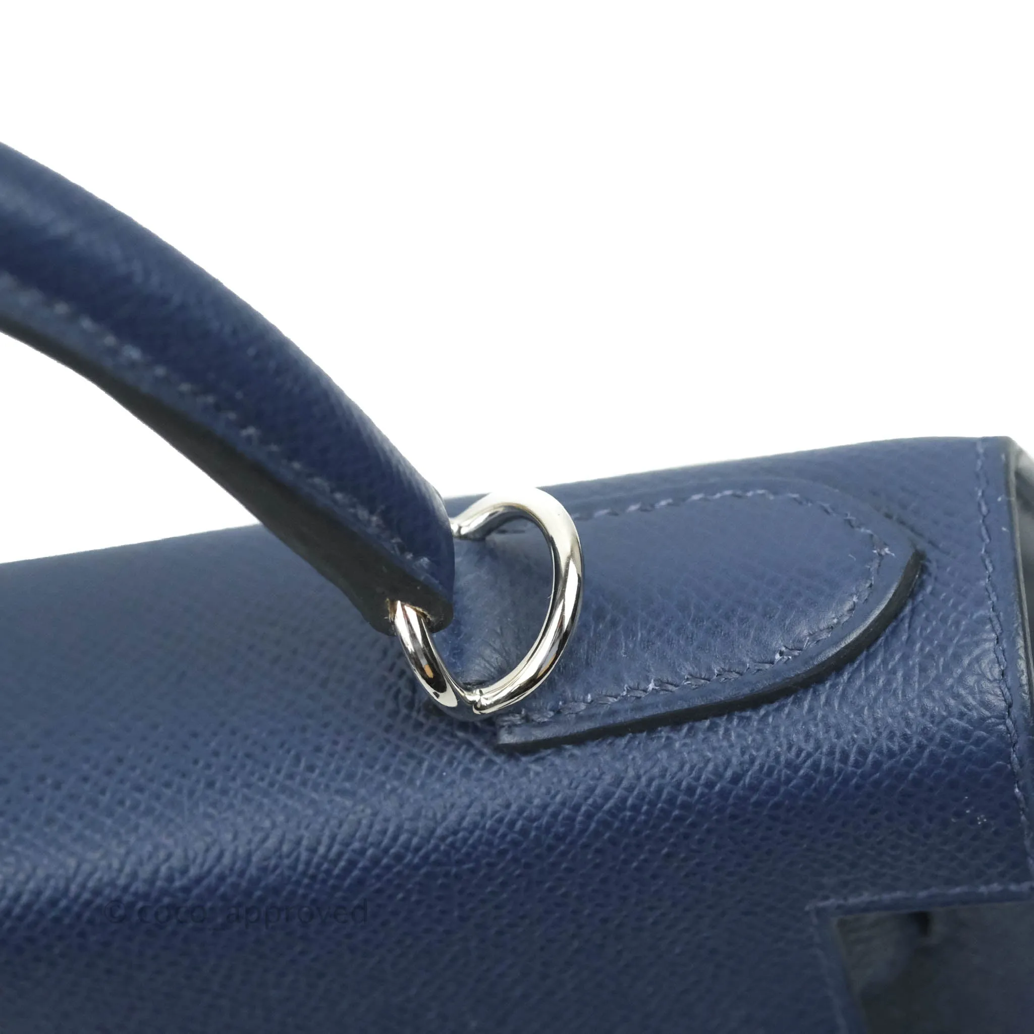Herms Kelly 28 Blue Epsom Palladium Hardware Letter Collection Limited Edition