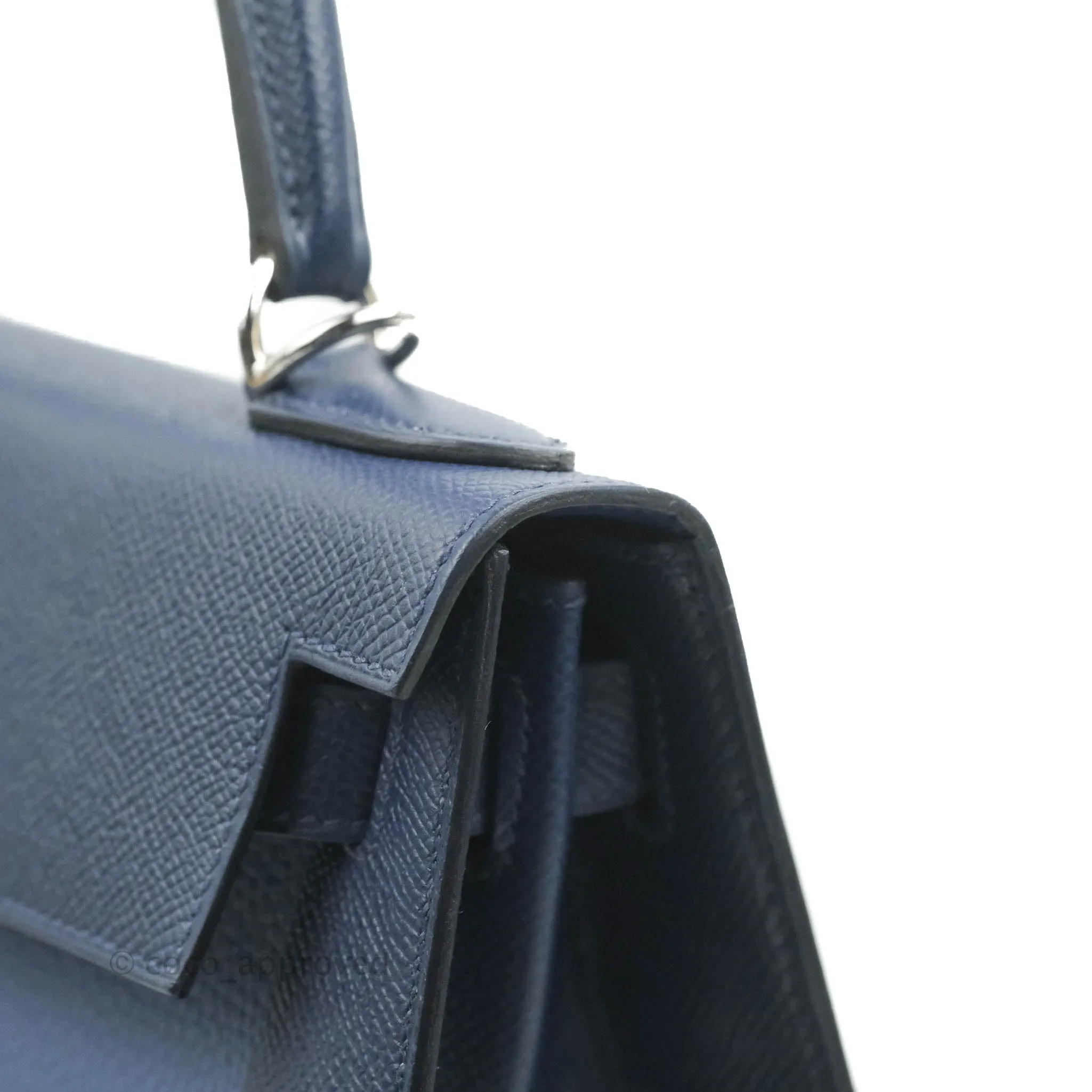 Herms Kelly 28 Blue Epsom Palladium Hardware Letter Collection Limited Edition