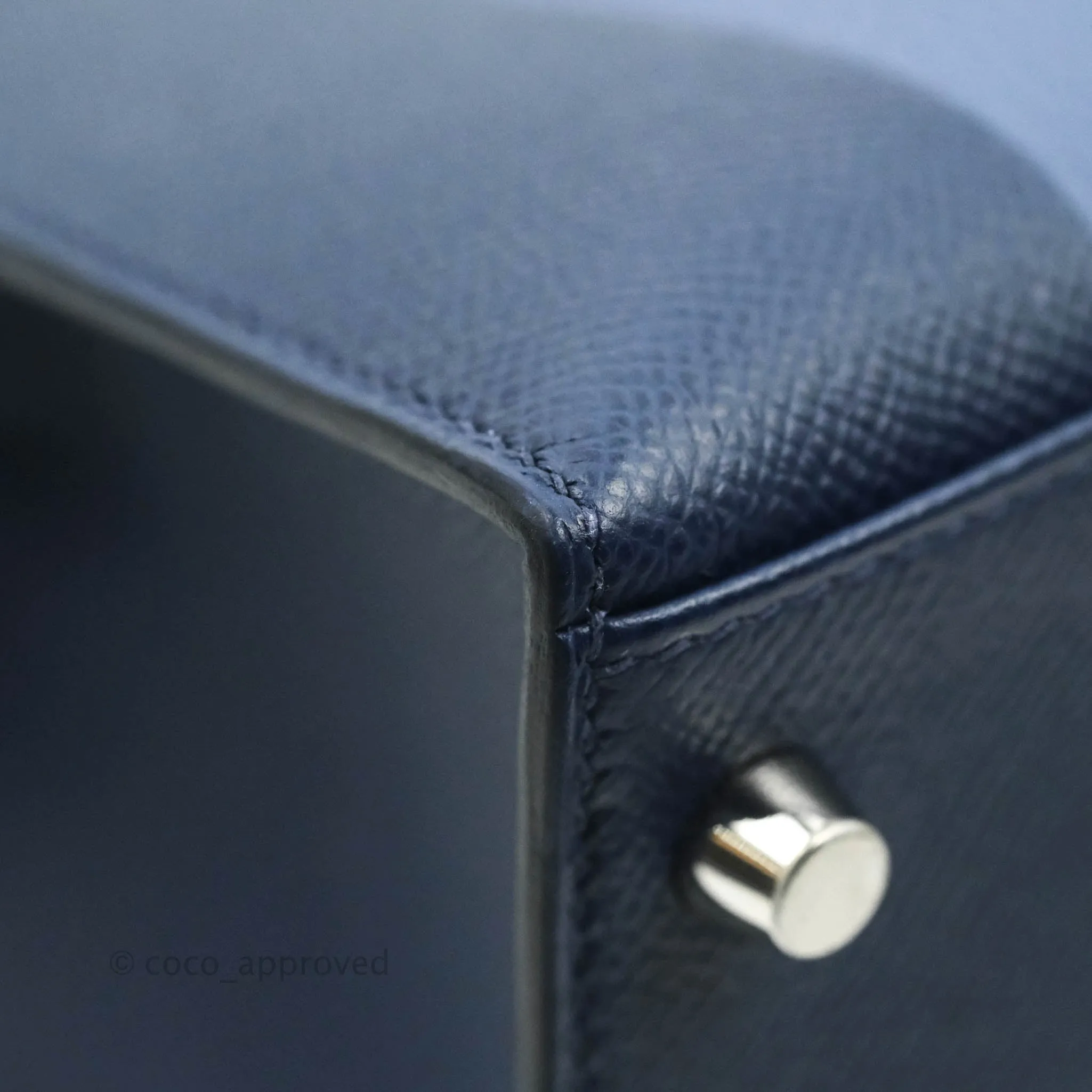 Herms Kelly 28 Blue Epsom Palladium Hardware Letter Collection Limited Edition