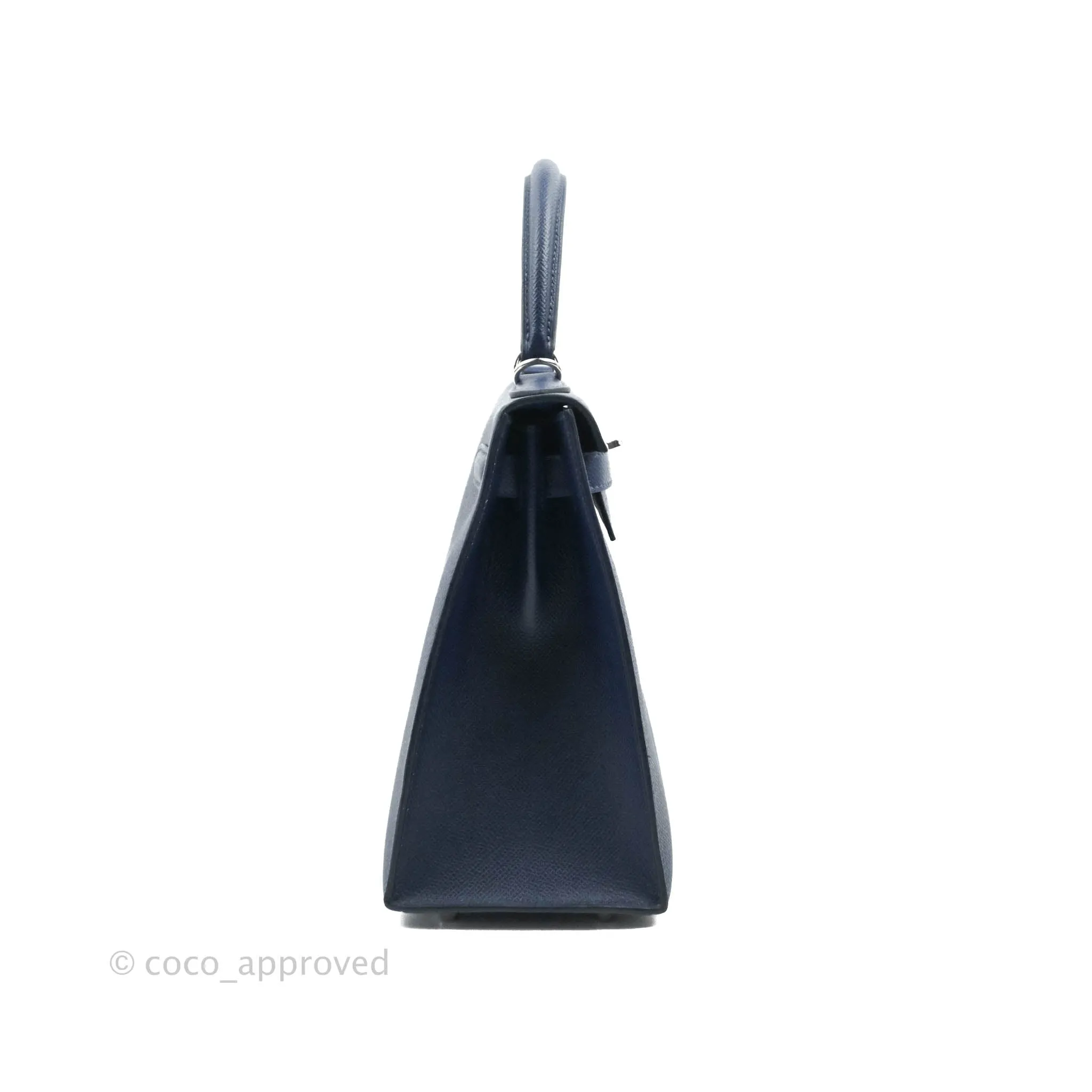 Herms Kelly 28 Blue Epsom Palladium Hardware Letter Collection Limited Edition
