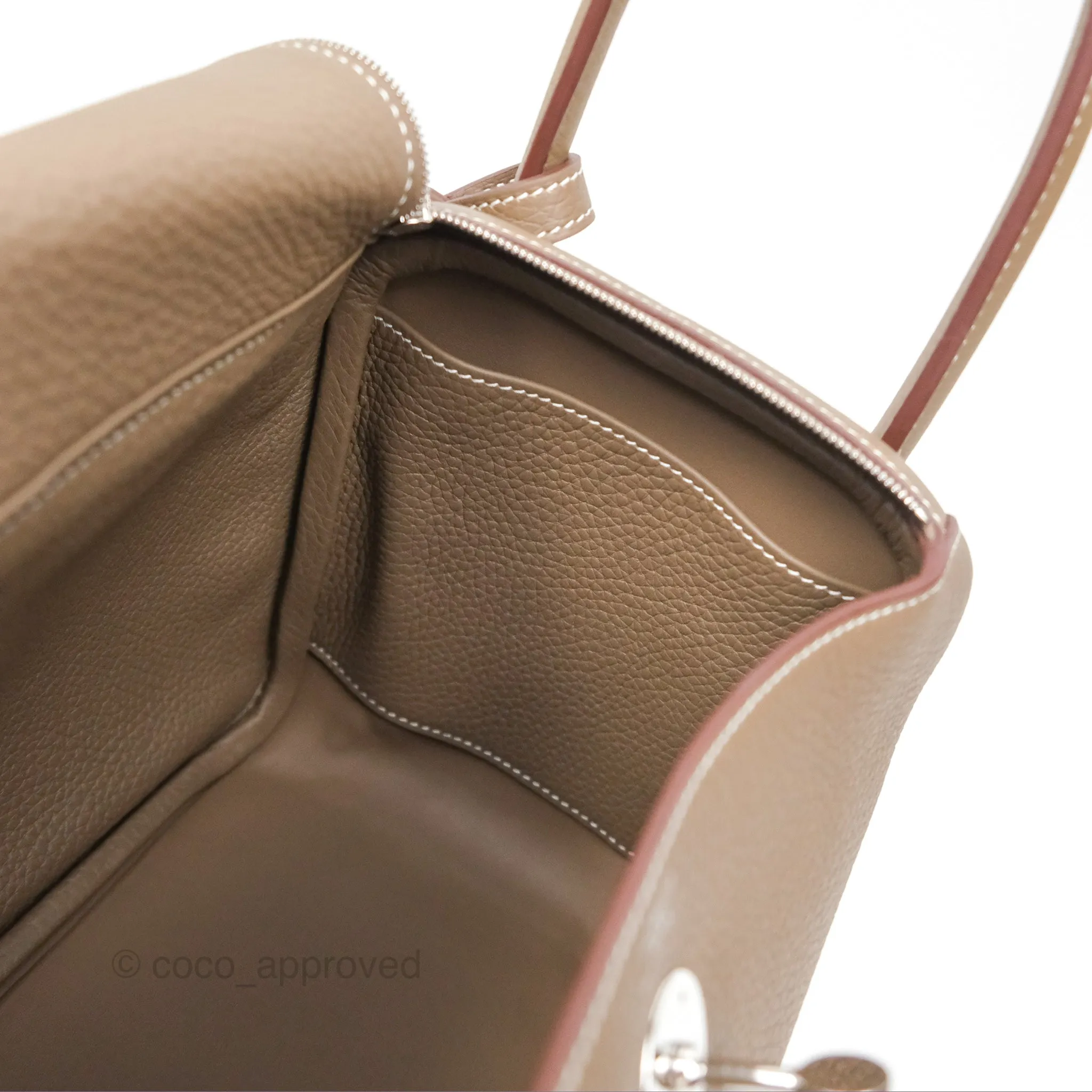 Herms Lindy 26 Etoupe 18 Clemence Palladium Hardware