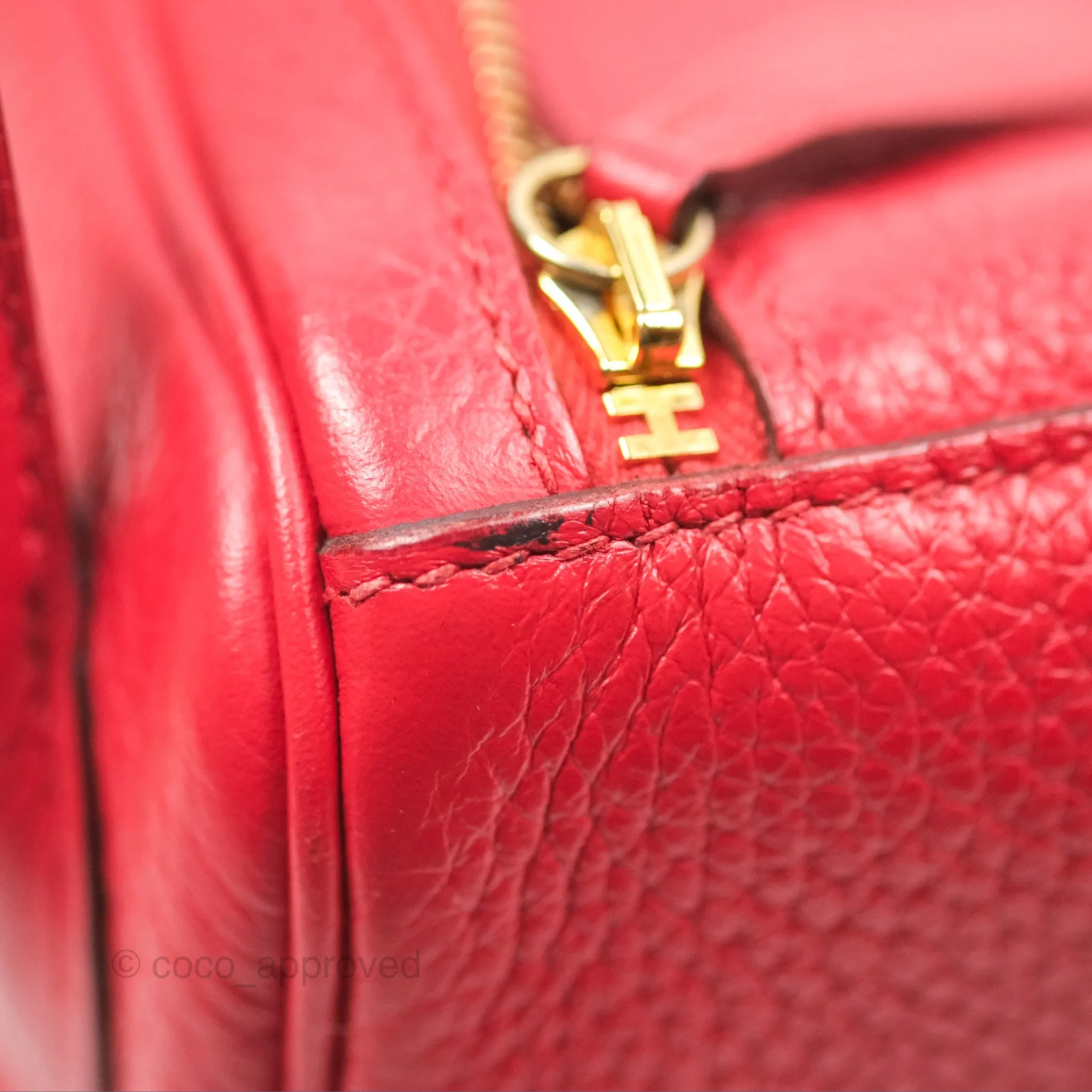 Herms Lindy 26 Rouge Tomate Clemence Gold Hardware