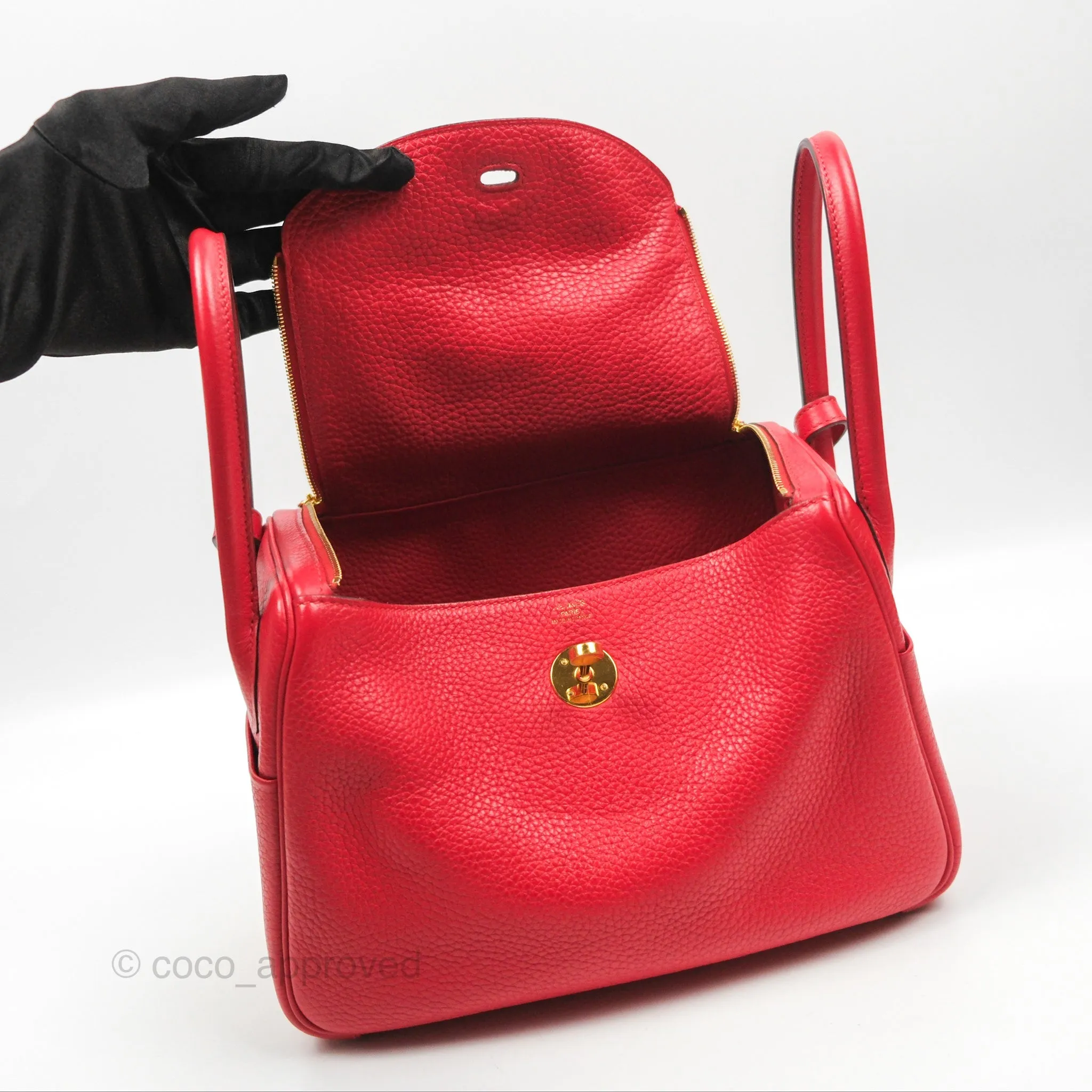 Herms Lindy 26 Rouge Tomate Clemence Gold Hardware