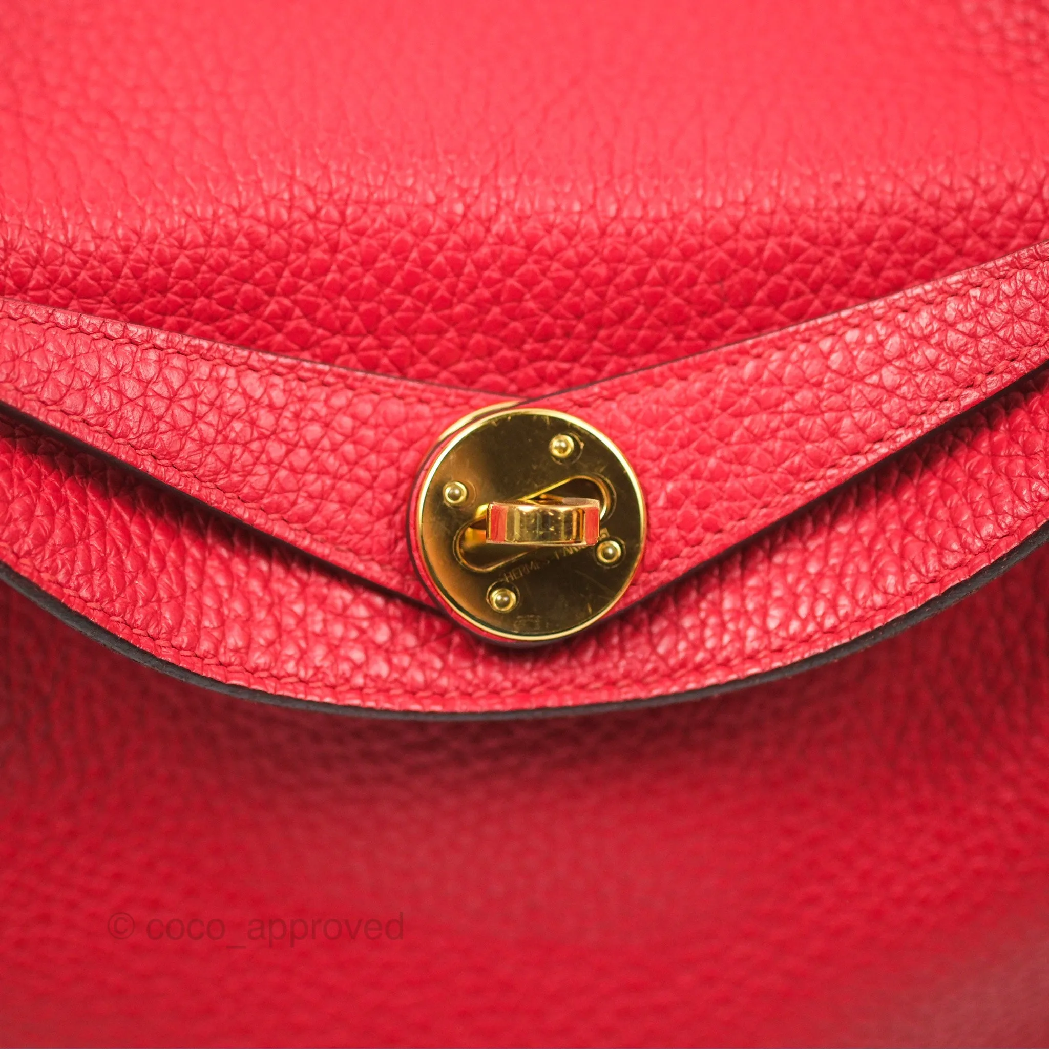 Herms Lindy 26 Rouge Tomate Clemence Gold Hardware