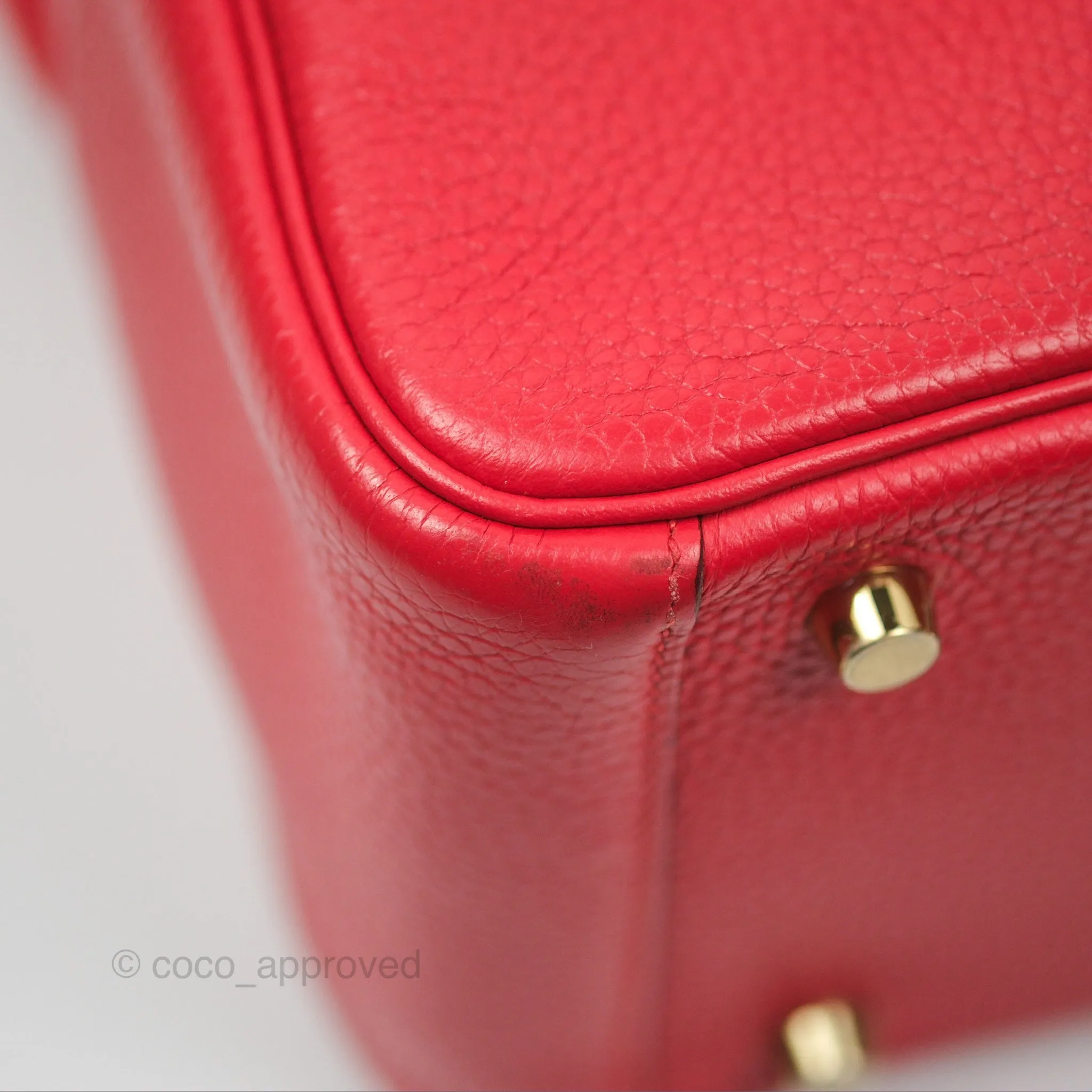 Herms Lindy 26 Rouge Tomate Clemence Gold Hardware