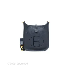 Herms Mini Evelyne 16 Bleu Nuit 2Z Clemence Gold Hardware